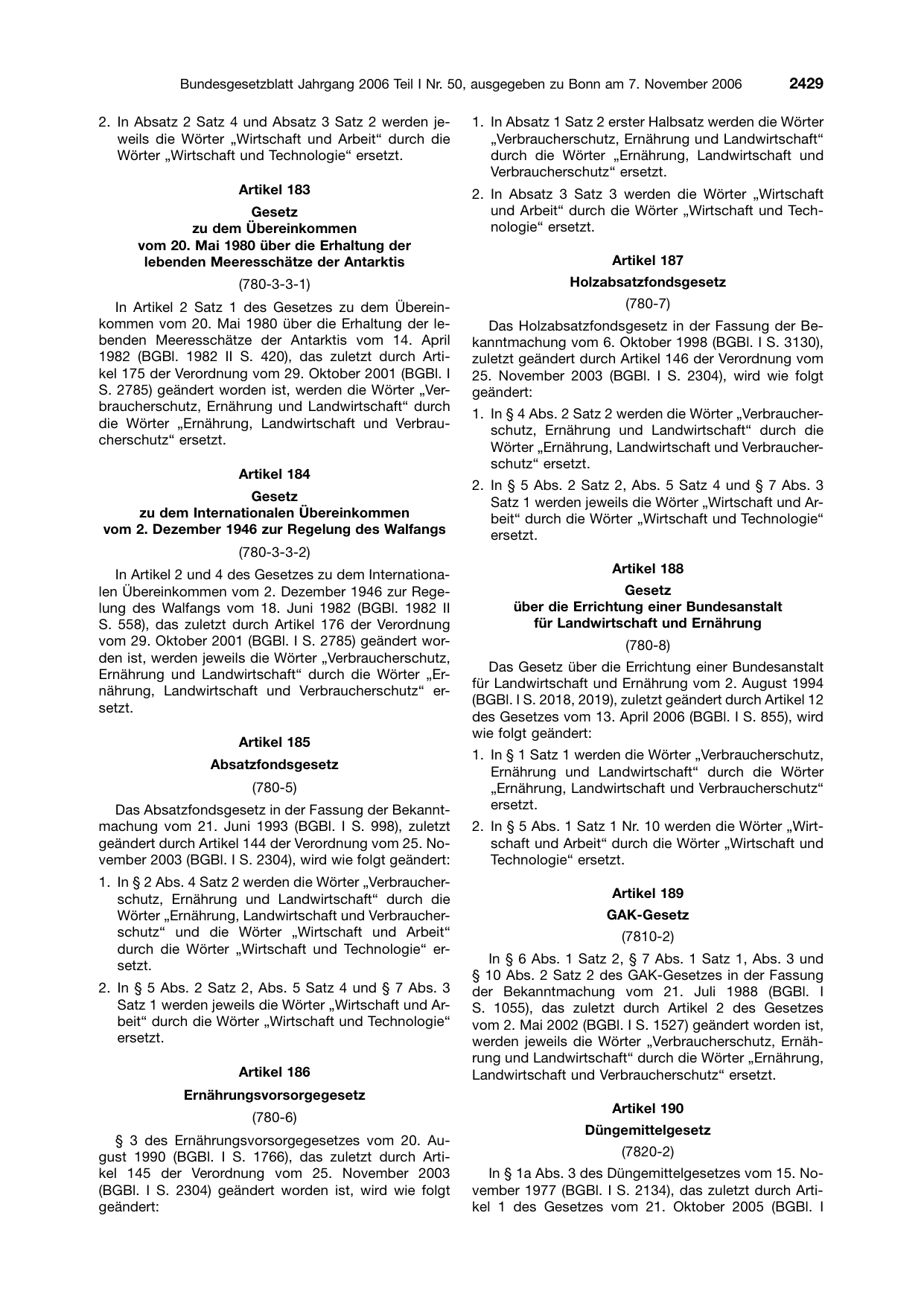 BGBl. 2006, Seite 2429 — Originalseite als Abbildung