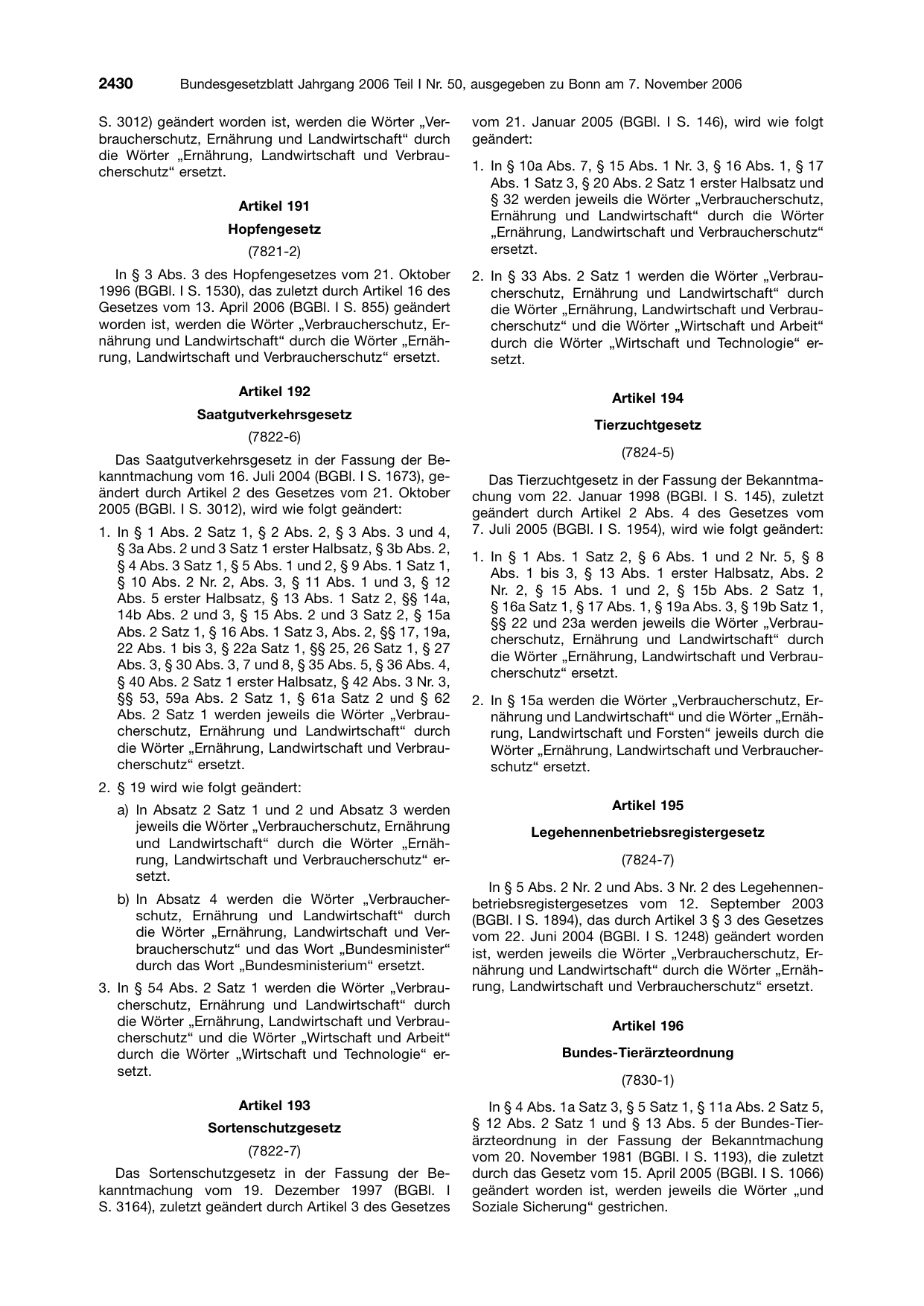BGBl. 2006, Seite 2430 — Originalseite als Abbildung