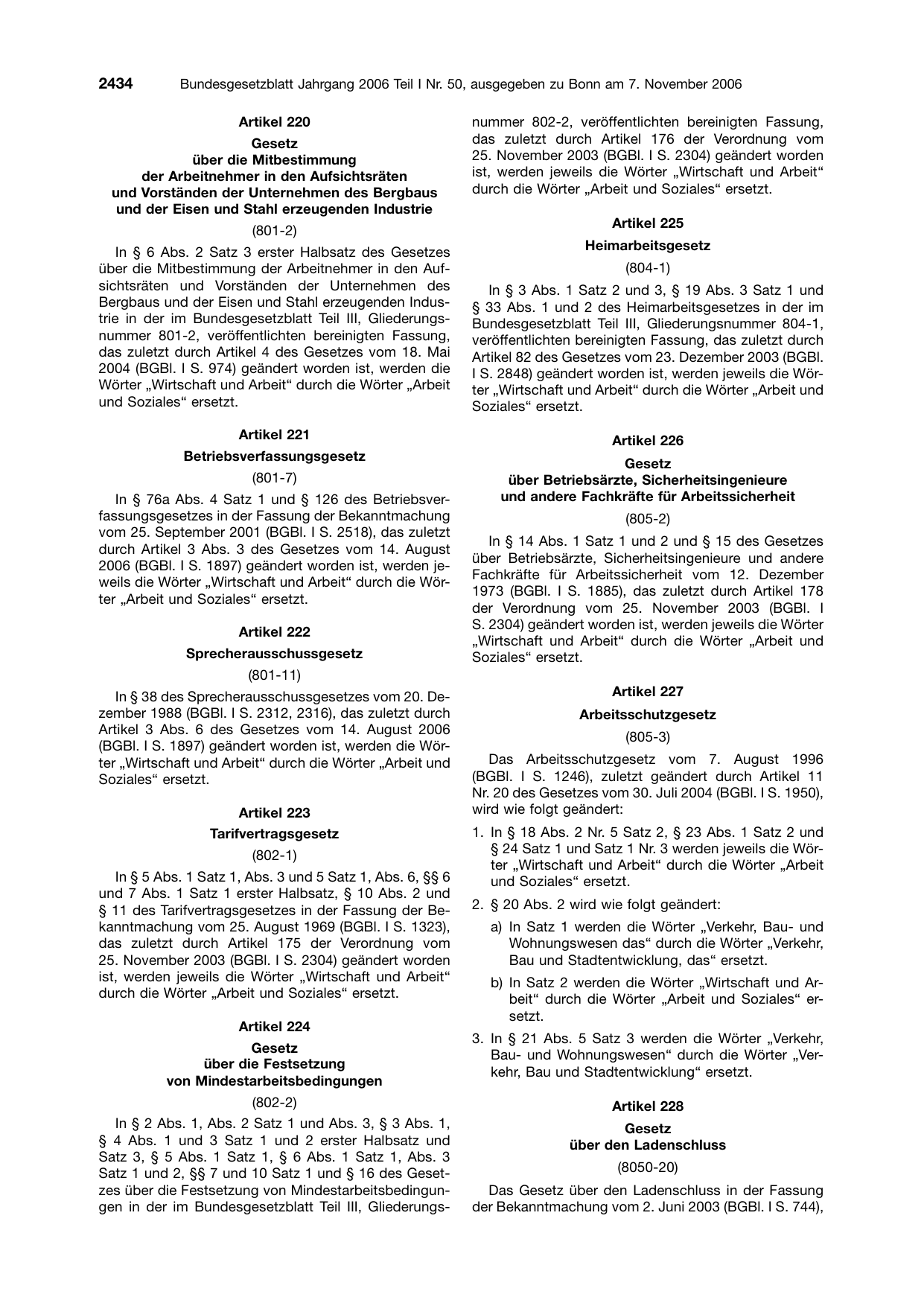 BGBl. 2006, Seite 2434 — Originalseite als Abbildung