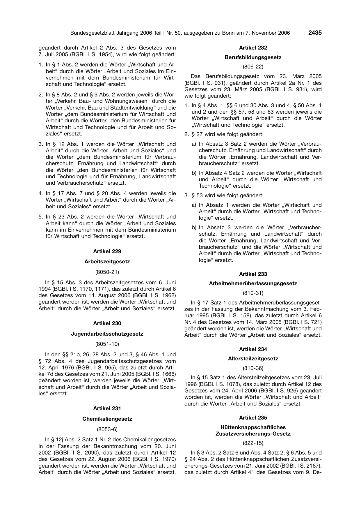 BGBl. 2006, Seite 2435 — Originalseite als Abbildung