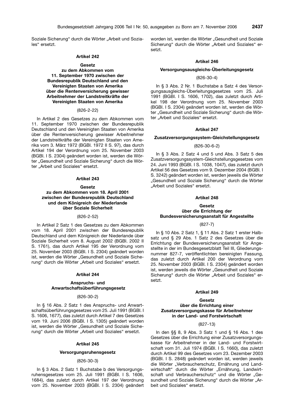 BGBl. 2006, Seite 2437 — Originalseite als Abbildung