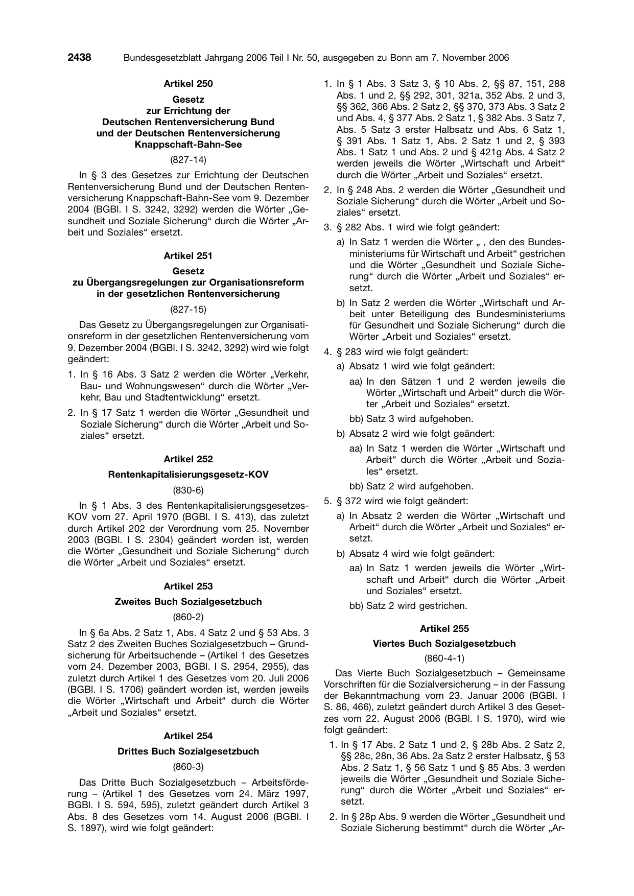 BGBl. 2006, Seite 2438 — Originalseite als Abbildung