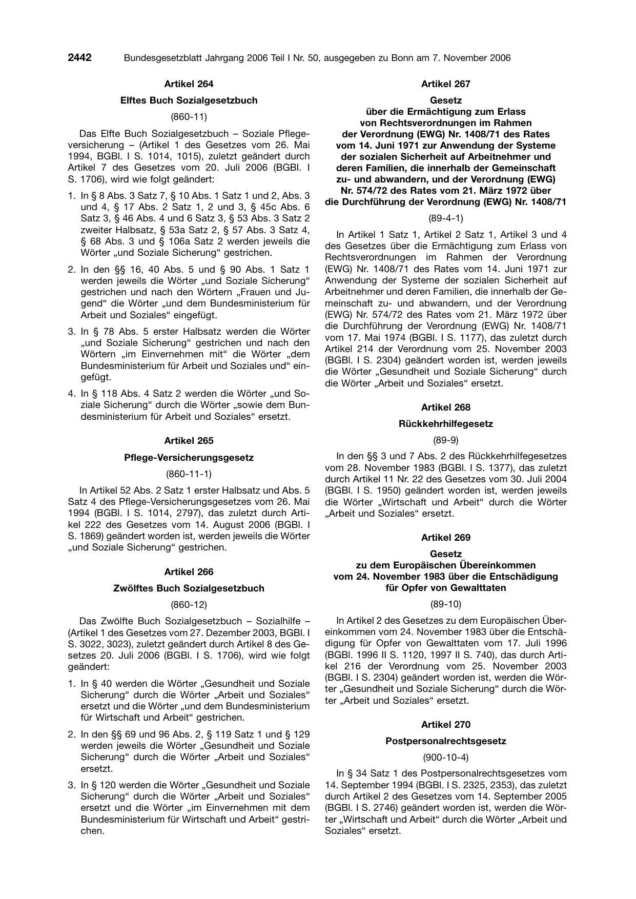 BGBl. 2006, Seite 2442 — Originalseite als Abbildung