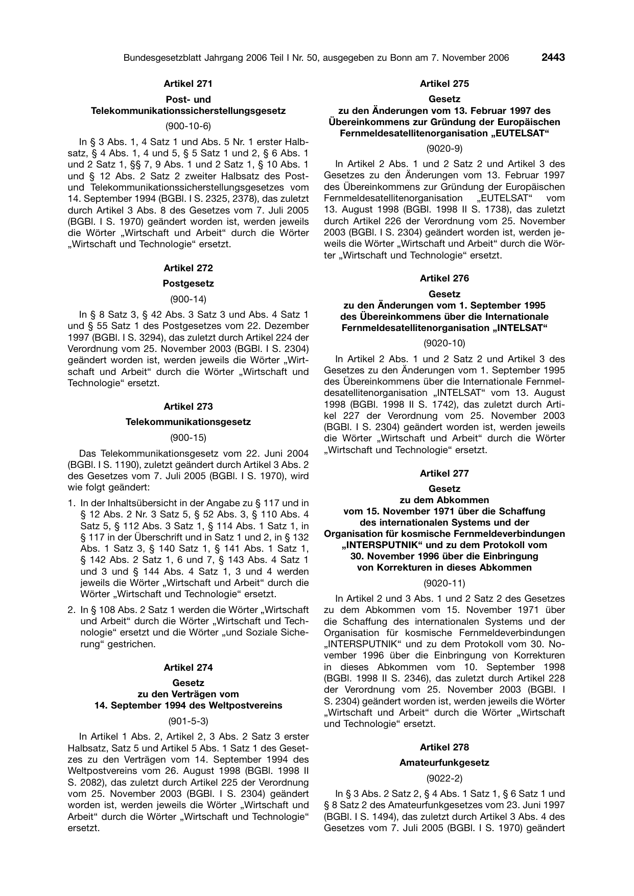 BGBl. 2006, Seite 2443 — Originalseite als Abbildung