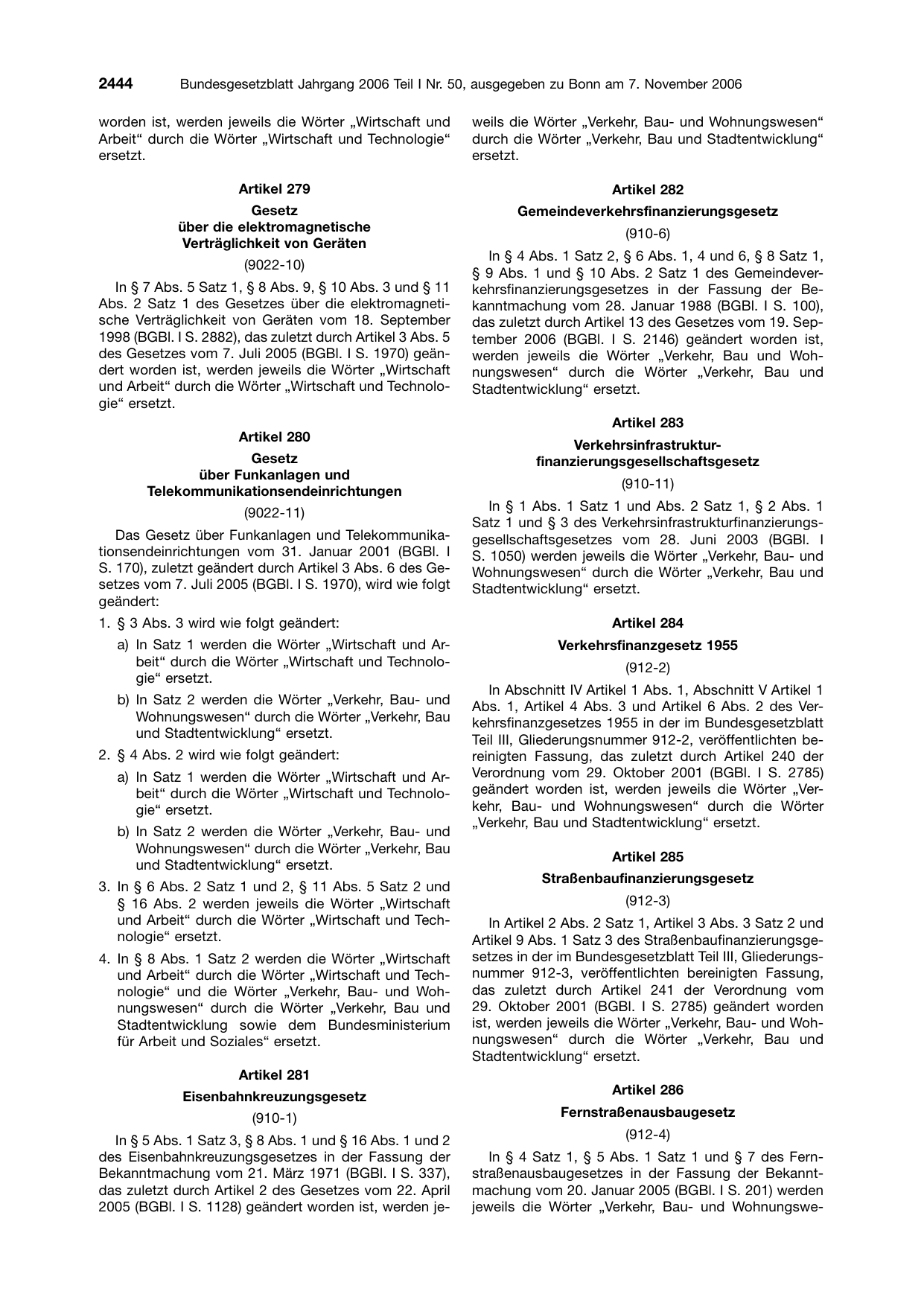 BGBl. 2006, Seite 2444 — Originalseite als Abbildung
