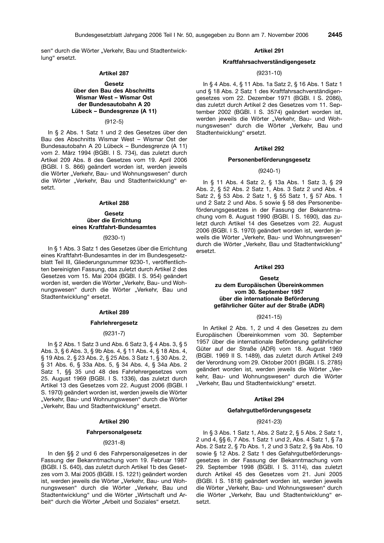 BGBl. 2006, Seite 2445 — Originalseite als Abbildung