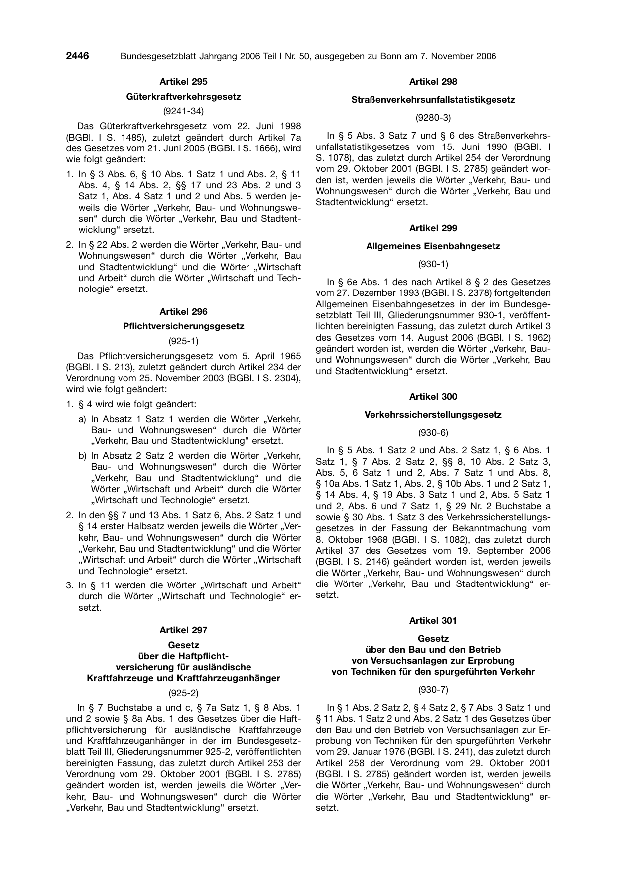 BGBl. 2006, Seite 2446 — Originalseite als Abbildung