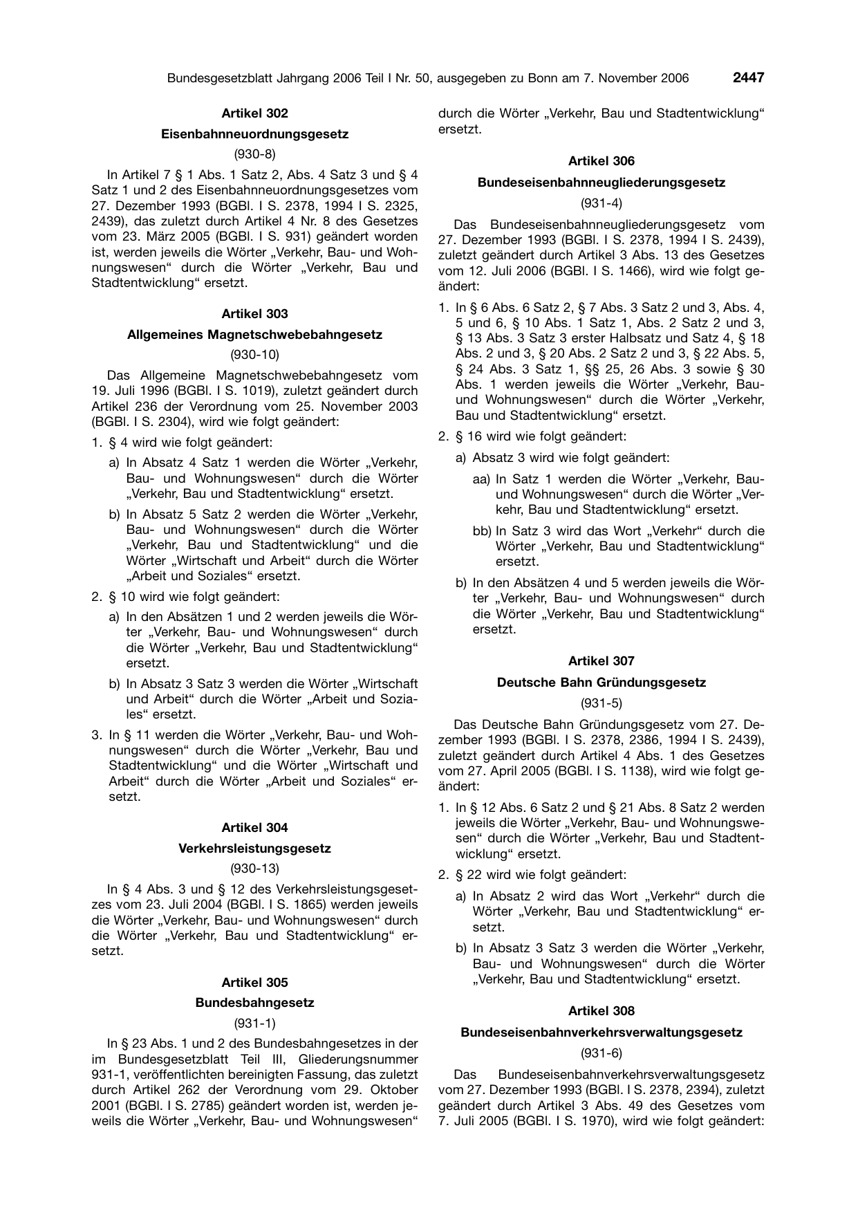 BGBl. 2006, Seite 2447 — Originalseite als Abbildung