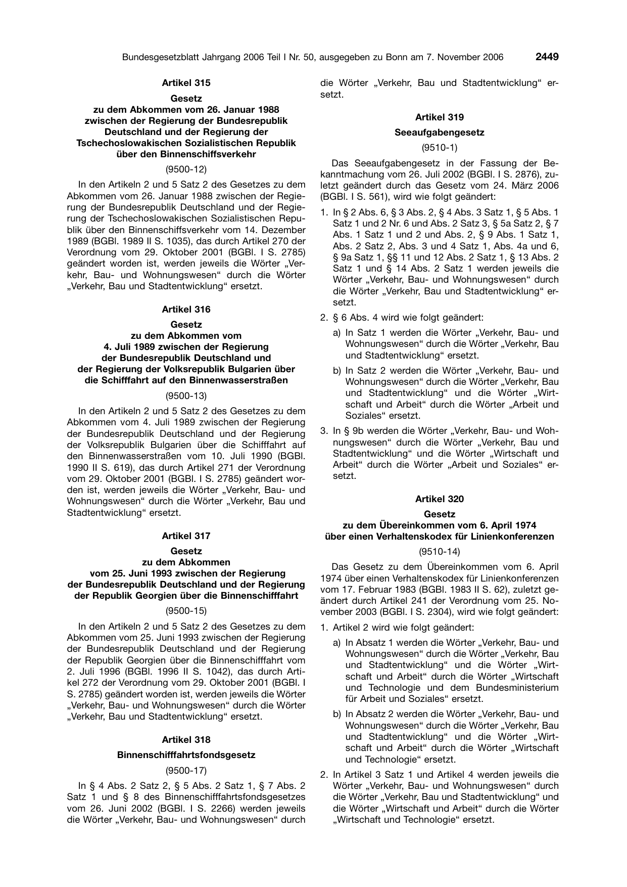 BGBl. 2006, Seite 2449 — Originalseite als Abbildung