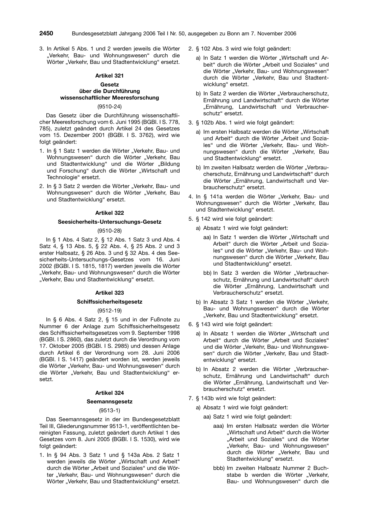 BGBl. 2006, Seite 2450 — Originalseite als Abbildung