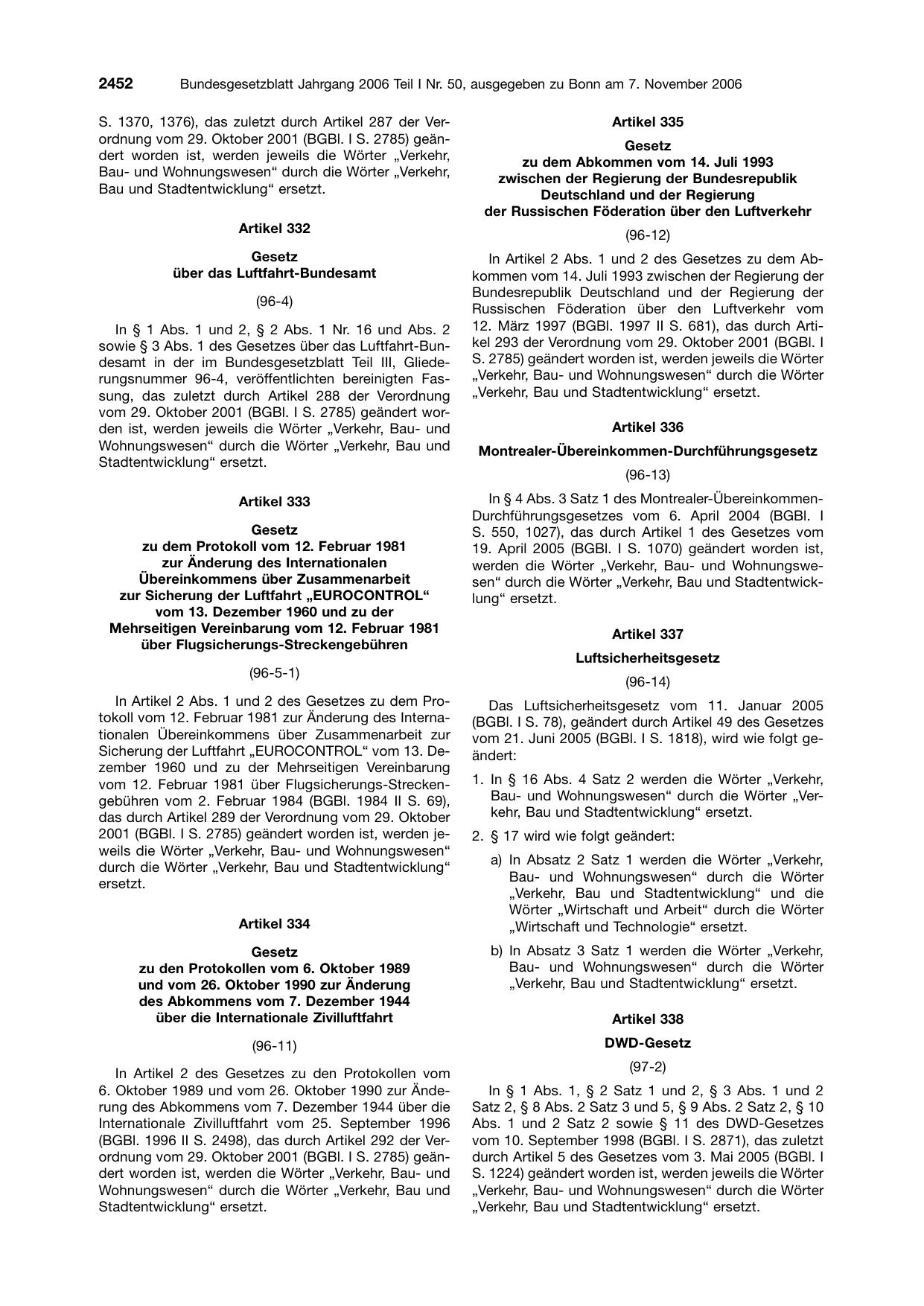 BGBl. 2006, Seite 2452 — Originalseite als Abbildung