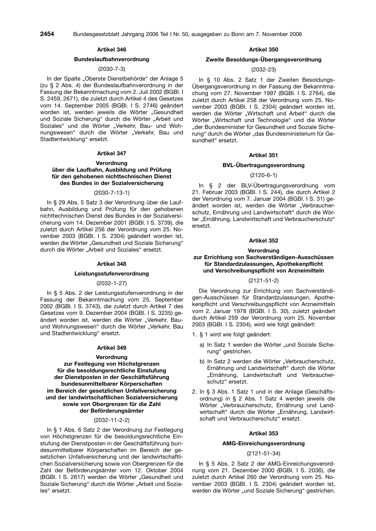 BGBl. 2006, Seite 2454 — Originalseite als Abbildung