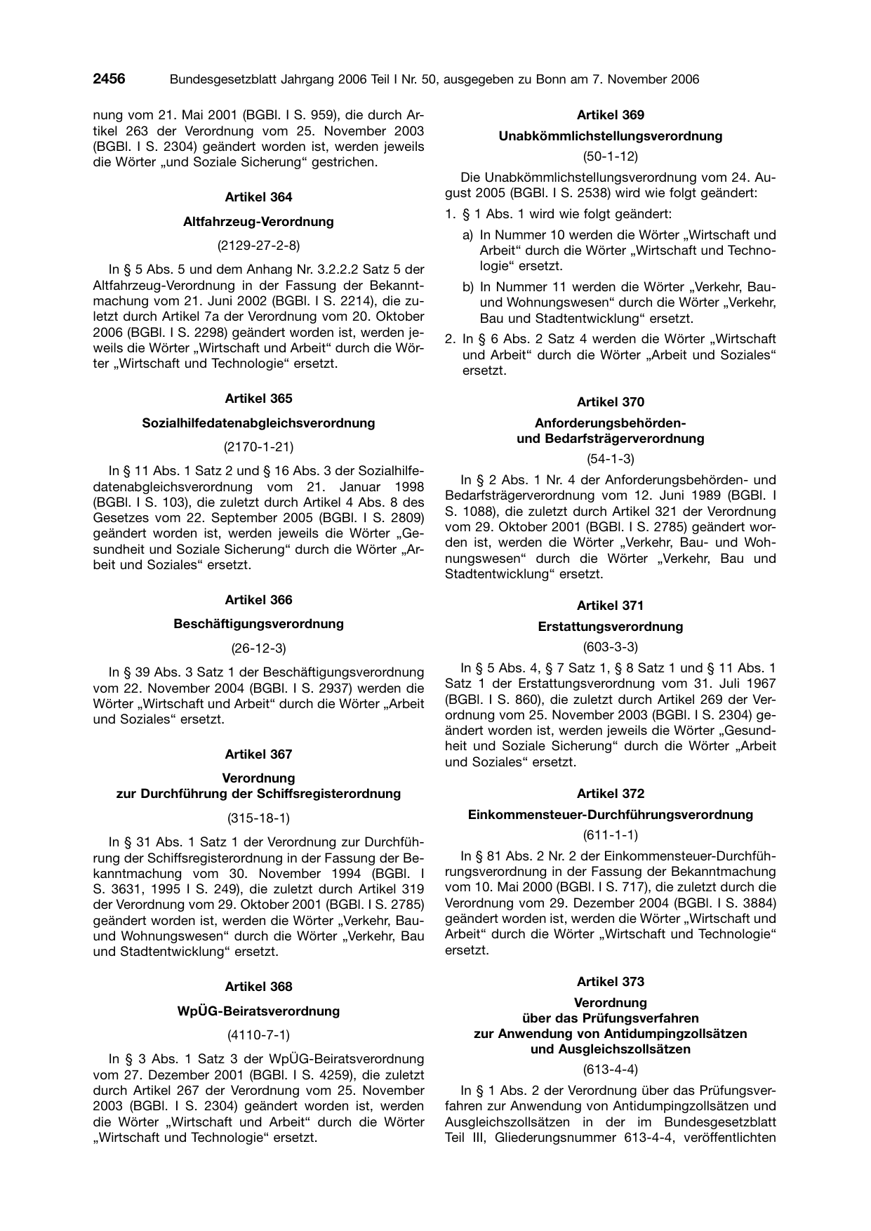 BGBl. 2006, Seite 2456 — Originalseite als Abbildung
