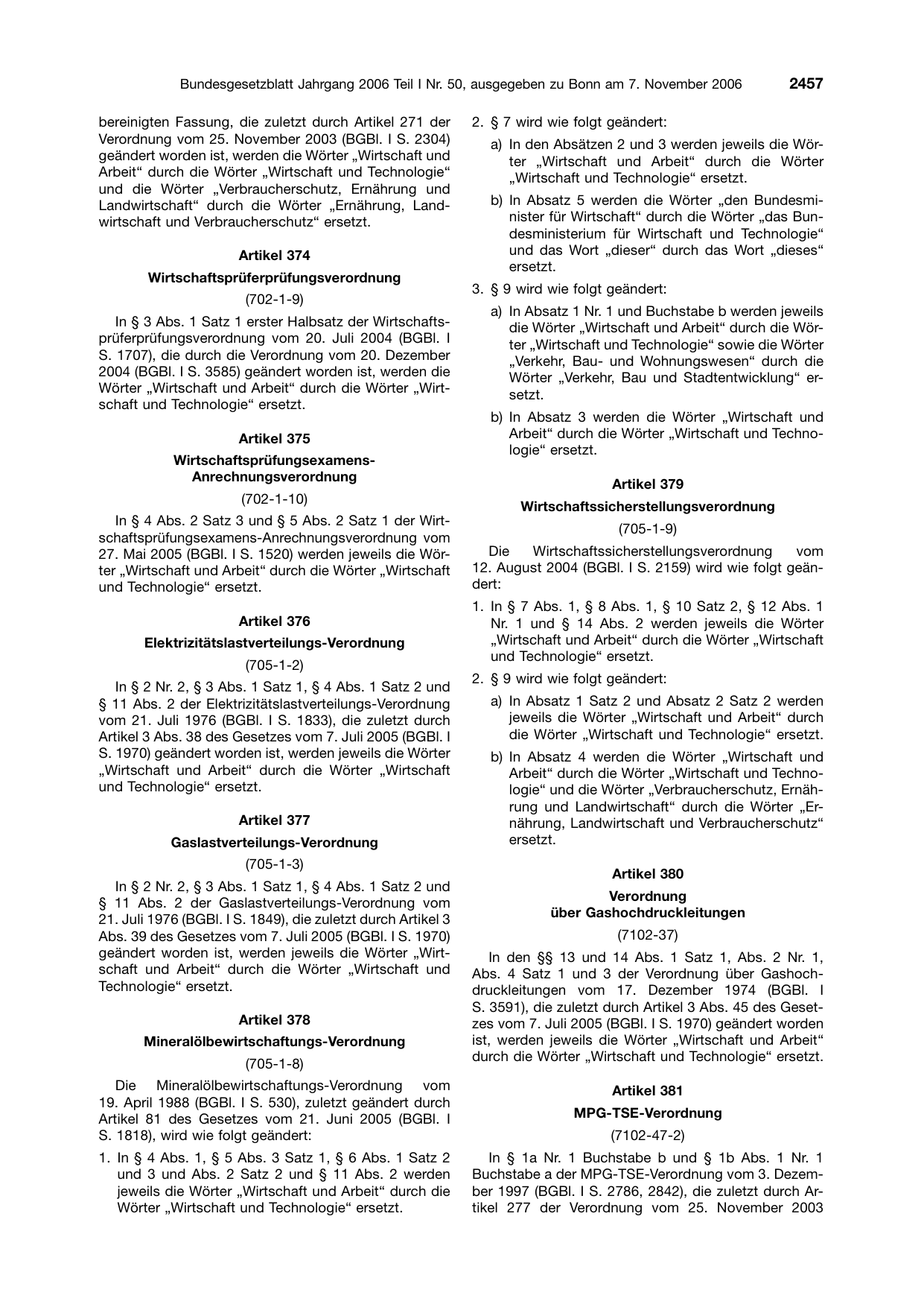 BGBl. 2006, Seite 2457 — Originalseite als Abbildung