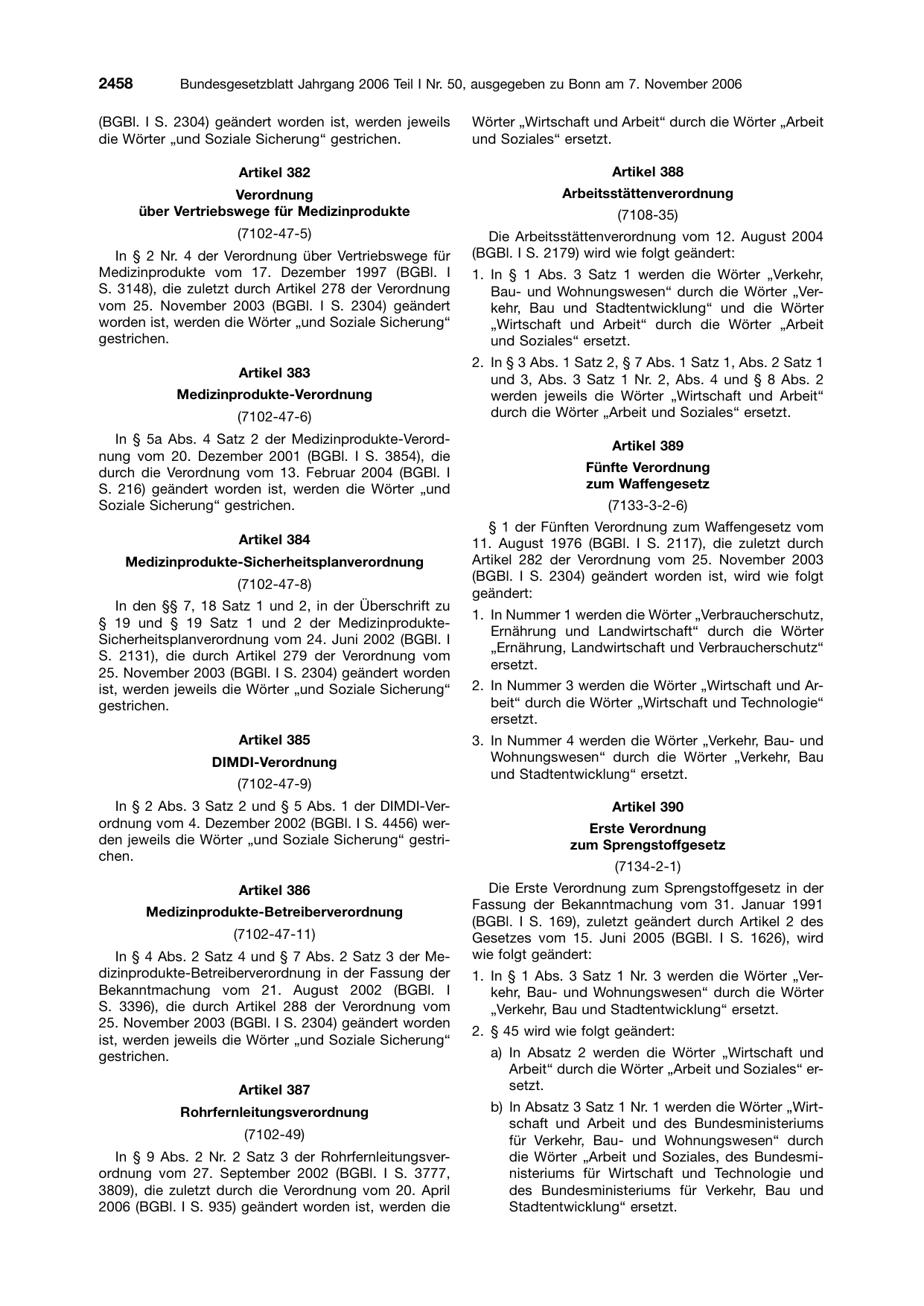 BGBl. 2006, Seite 2458 — Originalseite als Abbildung