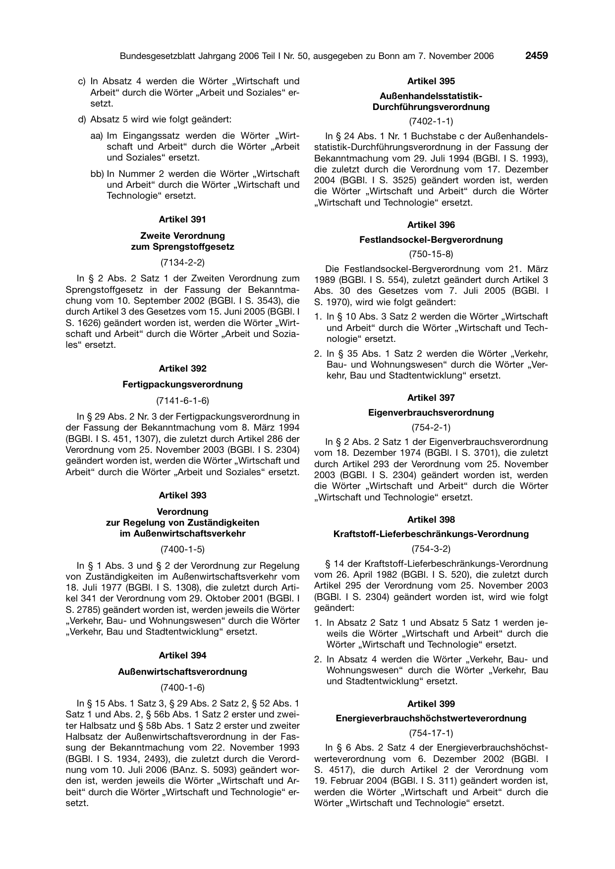 BGBl. 2006, Seite 2459 — Originalseite als Abbildung