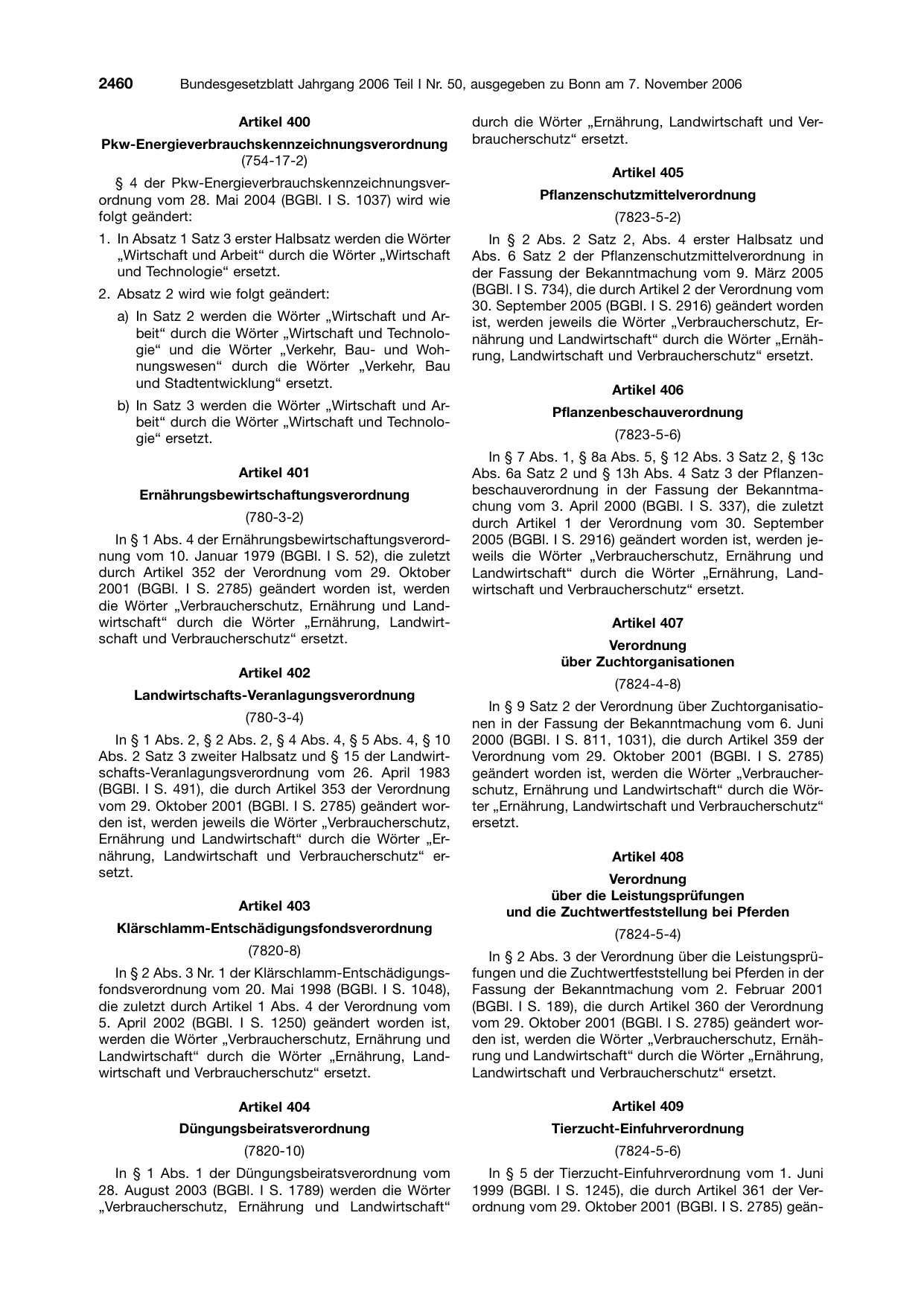 BGBl. 2006, Seite 2460 — Originalseite als Abbildung