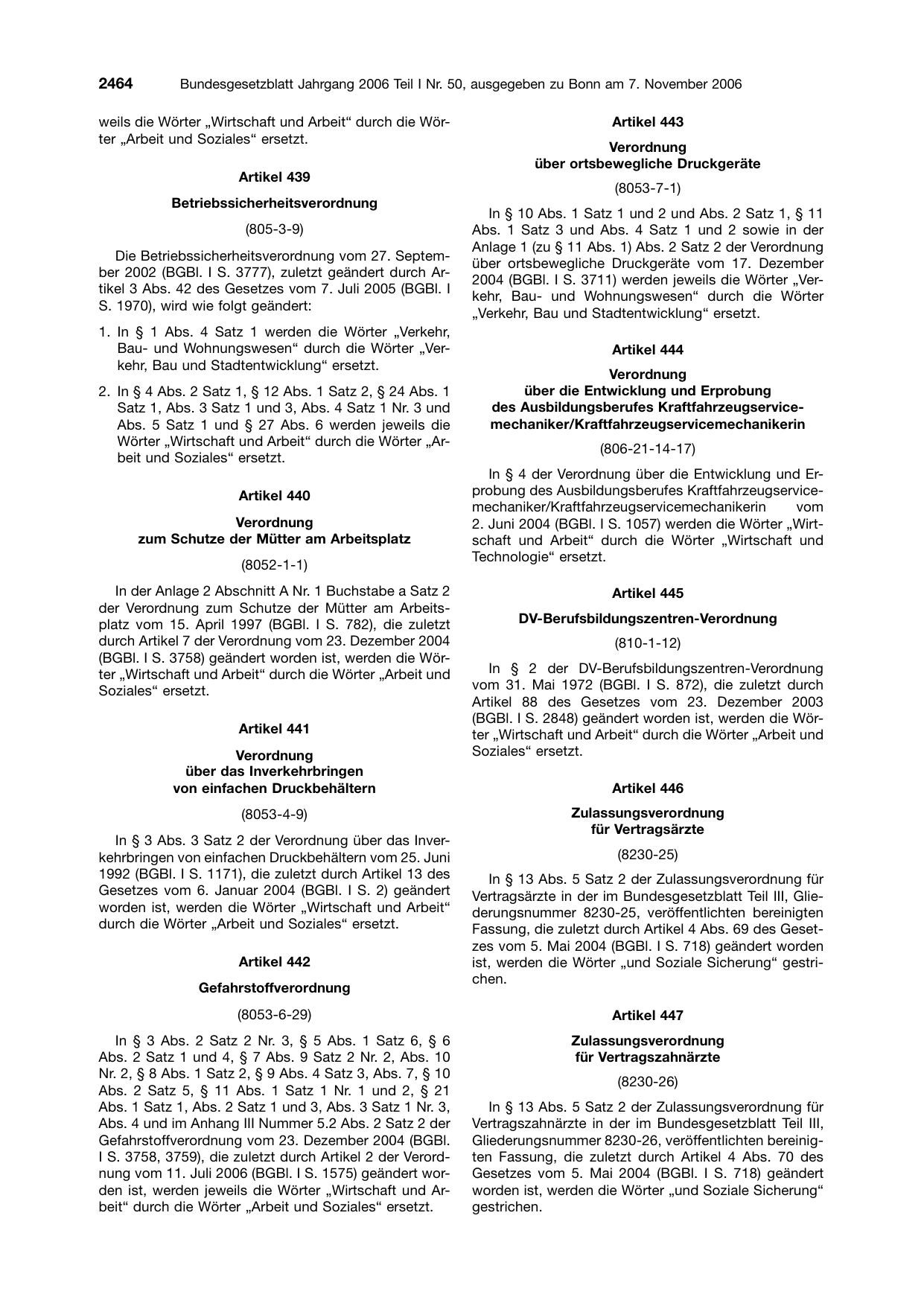 BGBl. 2006, Seite 2464 — Originalseite als Abbildung