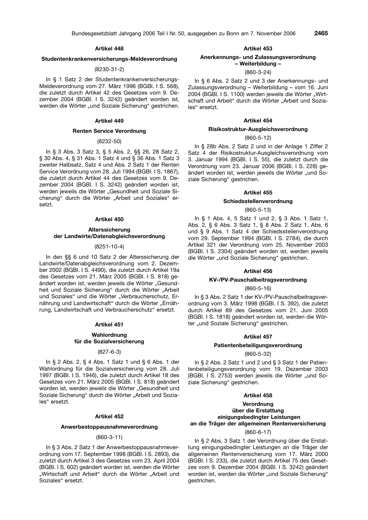 BGBl. 2006, Seite 2465 — Originalseite als Abbildung