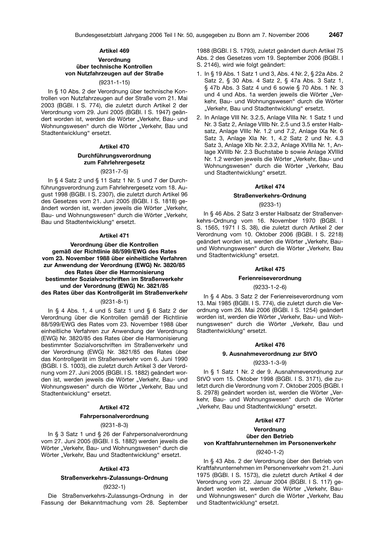 BGBl. 2006, Seite 2467 — Originalseite als Abbildung