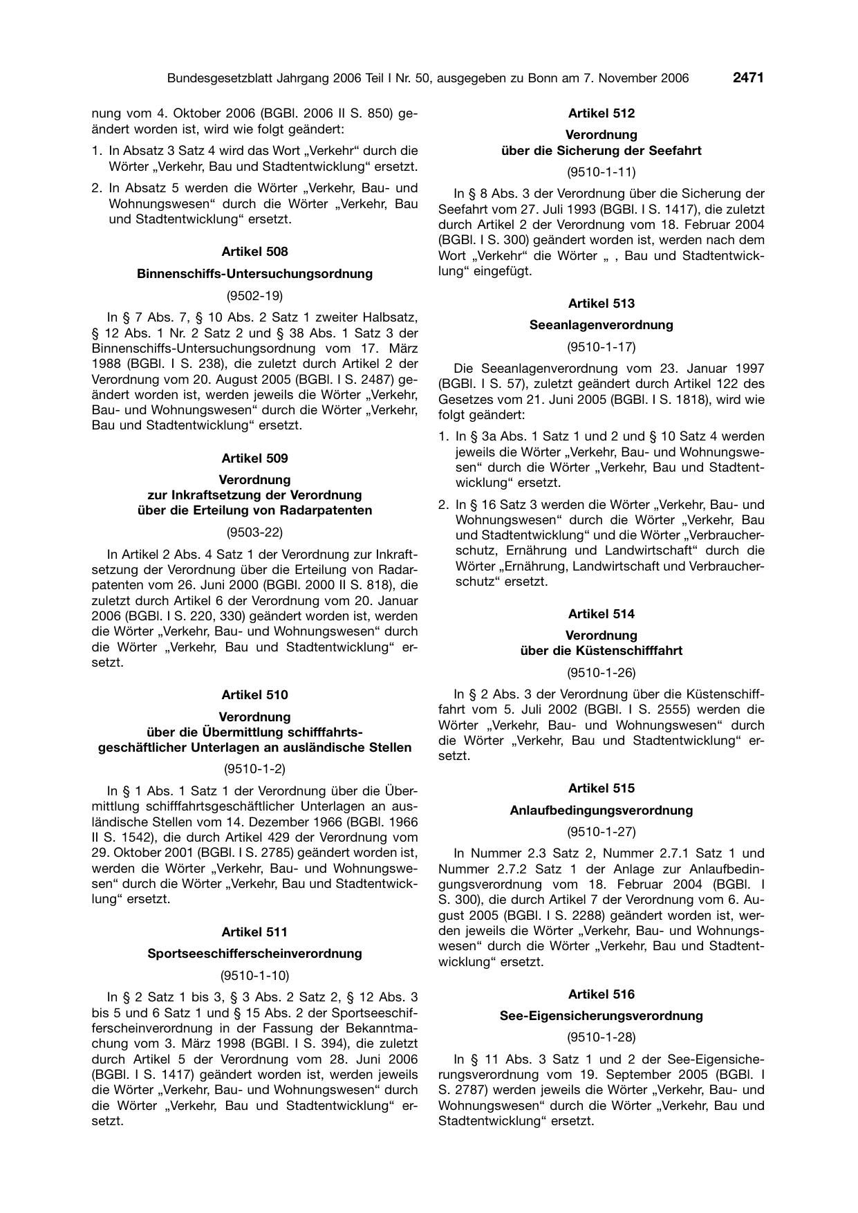 BGBl. 2006, Seite 2471 — Originalseite als Abbildung