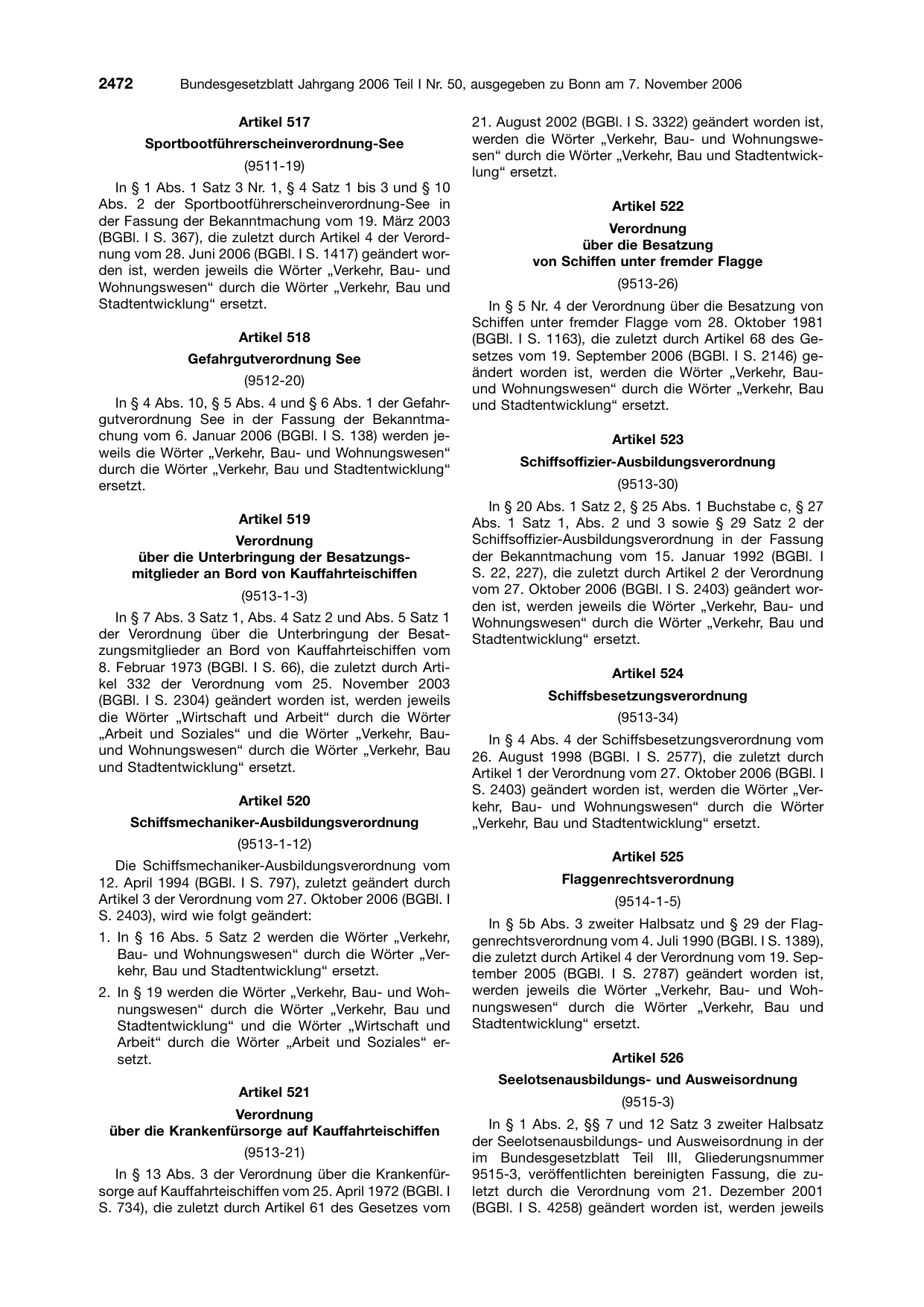BGBl. 2006, Seite 2472 — Originalseite als Abbildung