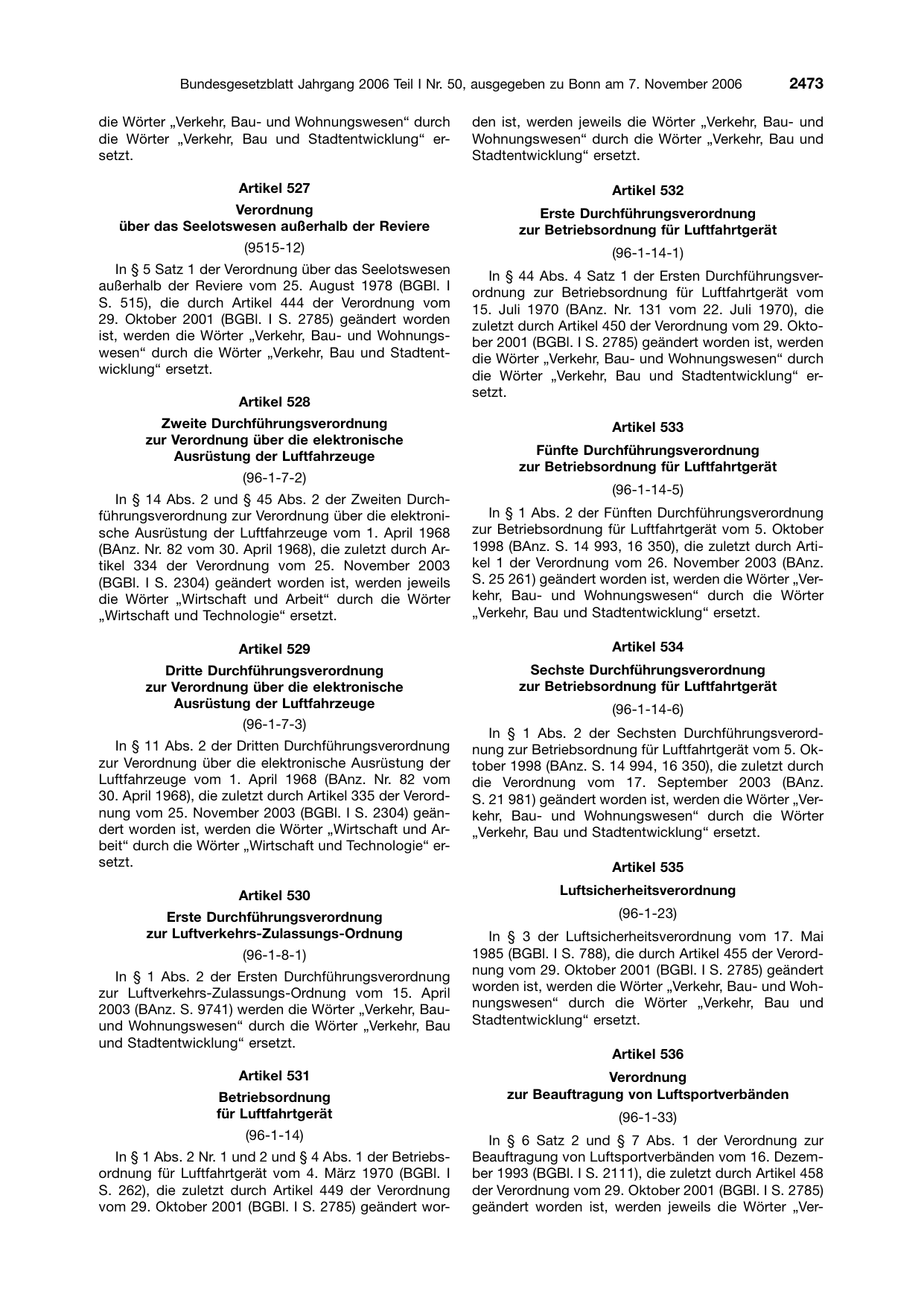 BGBl. 2006, Seite 2473 — Originalseite als Abbildung