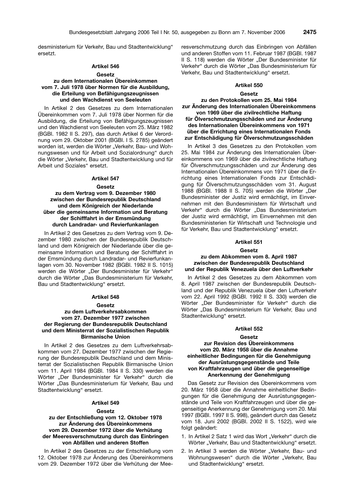 BGBl. 2006, Seite 2475 — Originalseite als Abbildung
