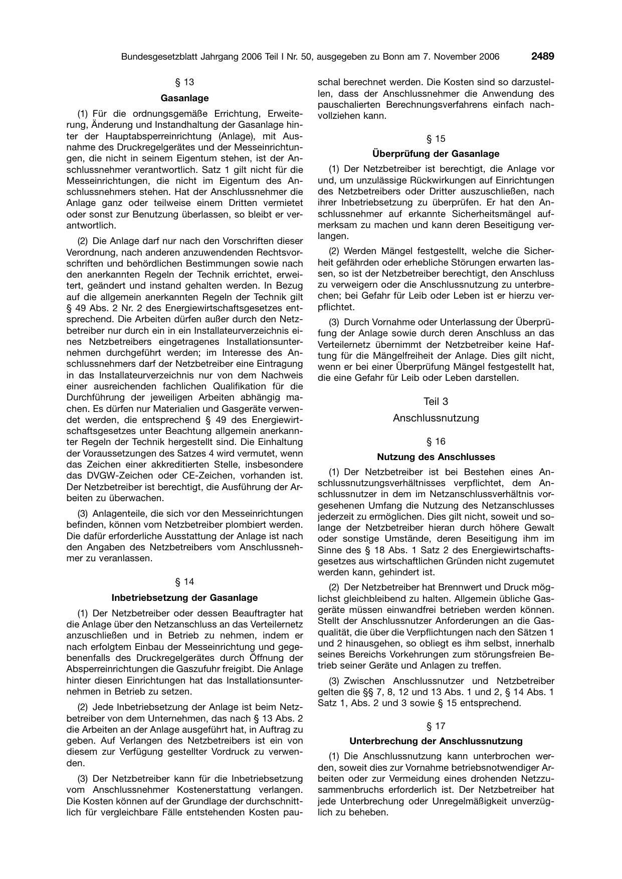 BGBl. 2006, Seite 2489 — Originalseite als Abbildung