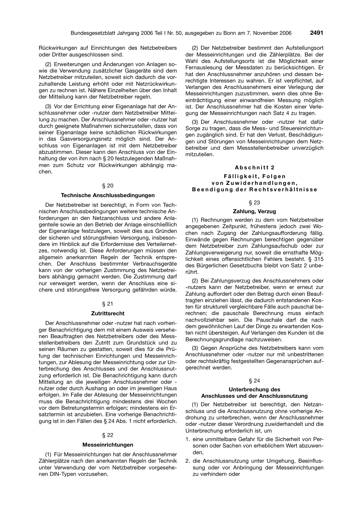 BGBl. 2006, Seite 2491 — Originalseite als Abbildung