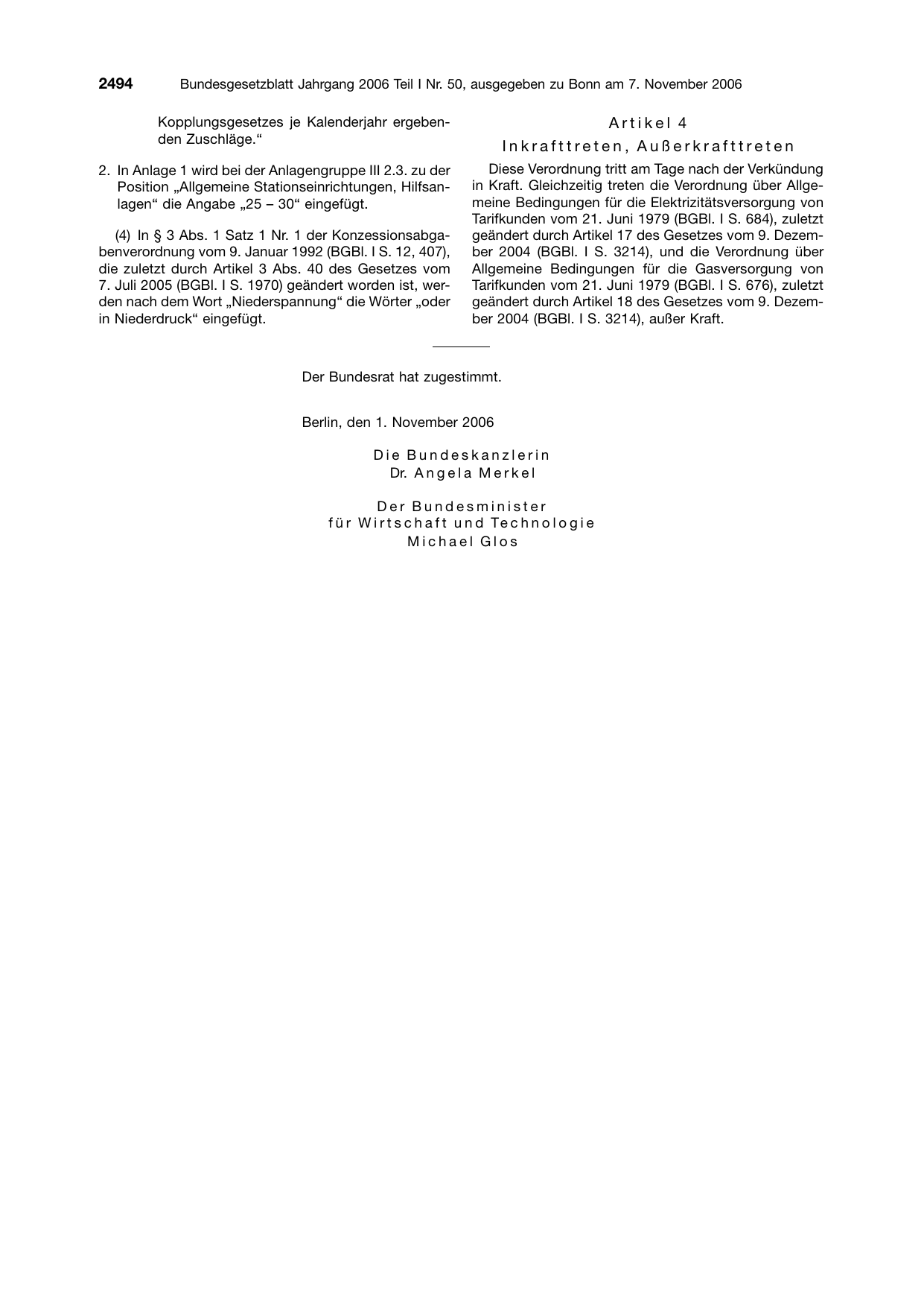 BGBl. 2006, Seite 2494 — Originalseite als Abbildung