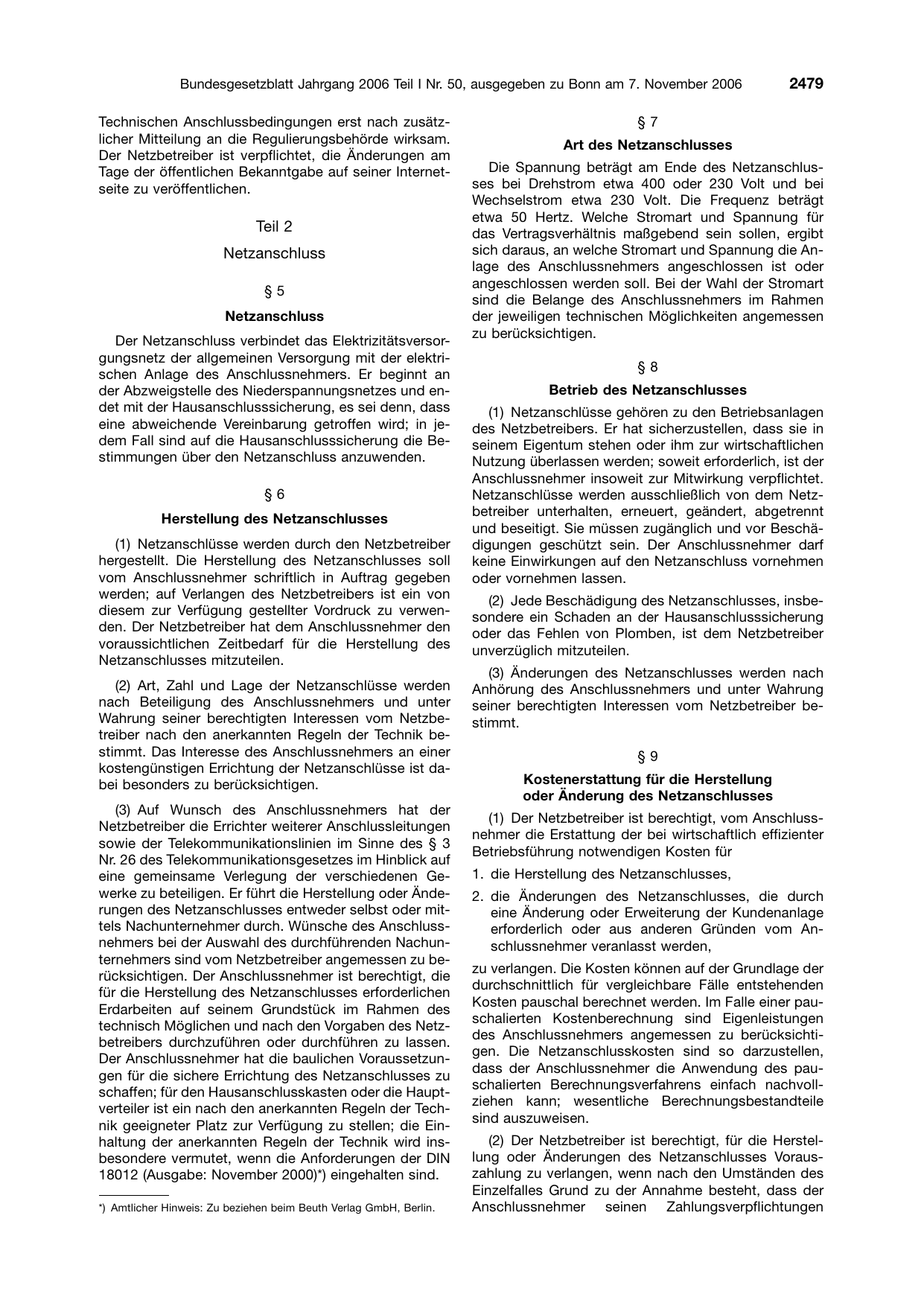 BGBl. 2006, Seite 2479 — Originalseite als Abbildung