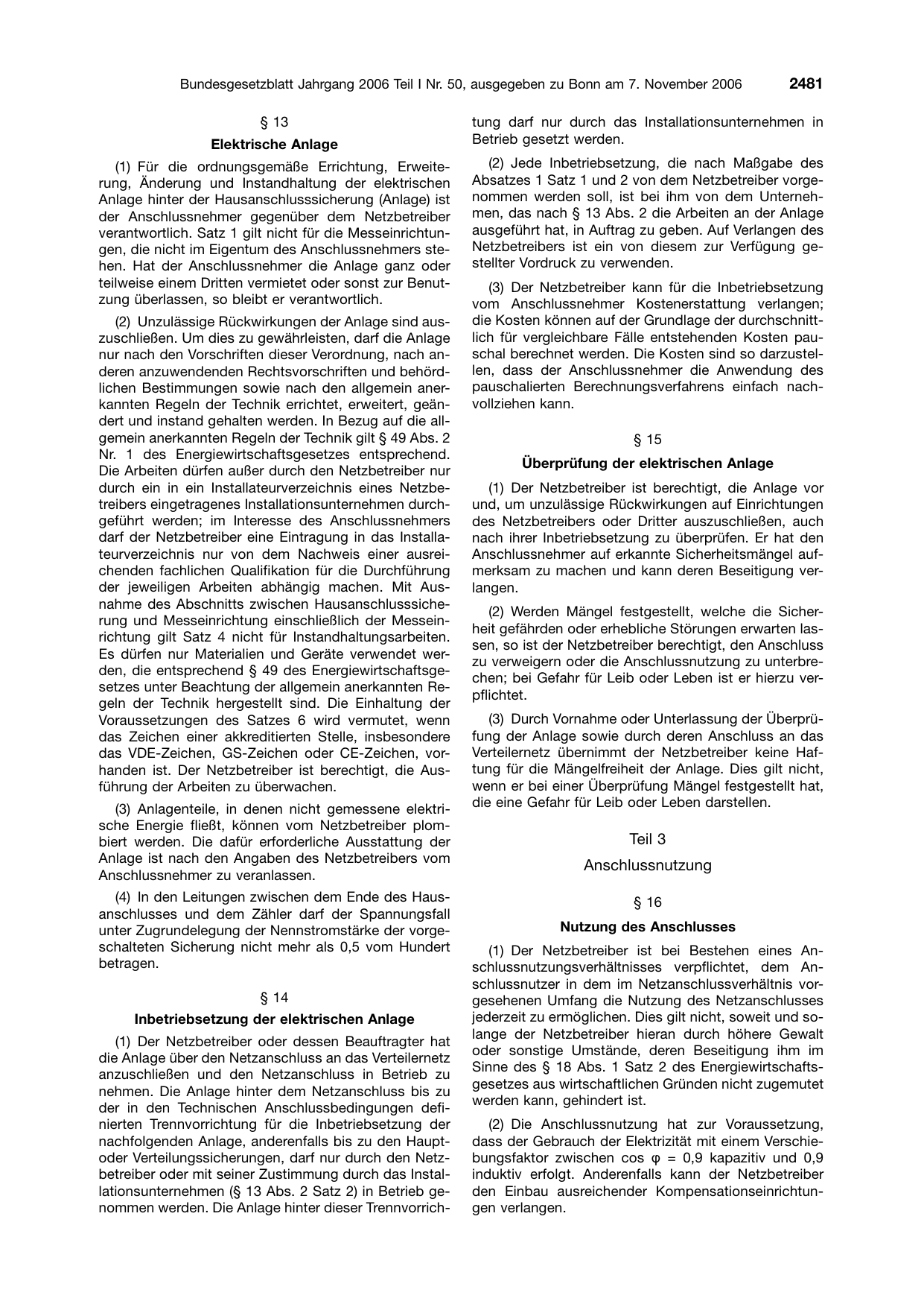 BGBl. 2006, Seite 2481 — Originalseite als Abbildung