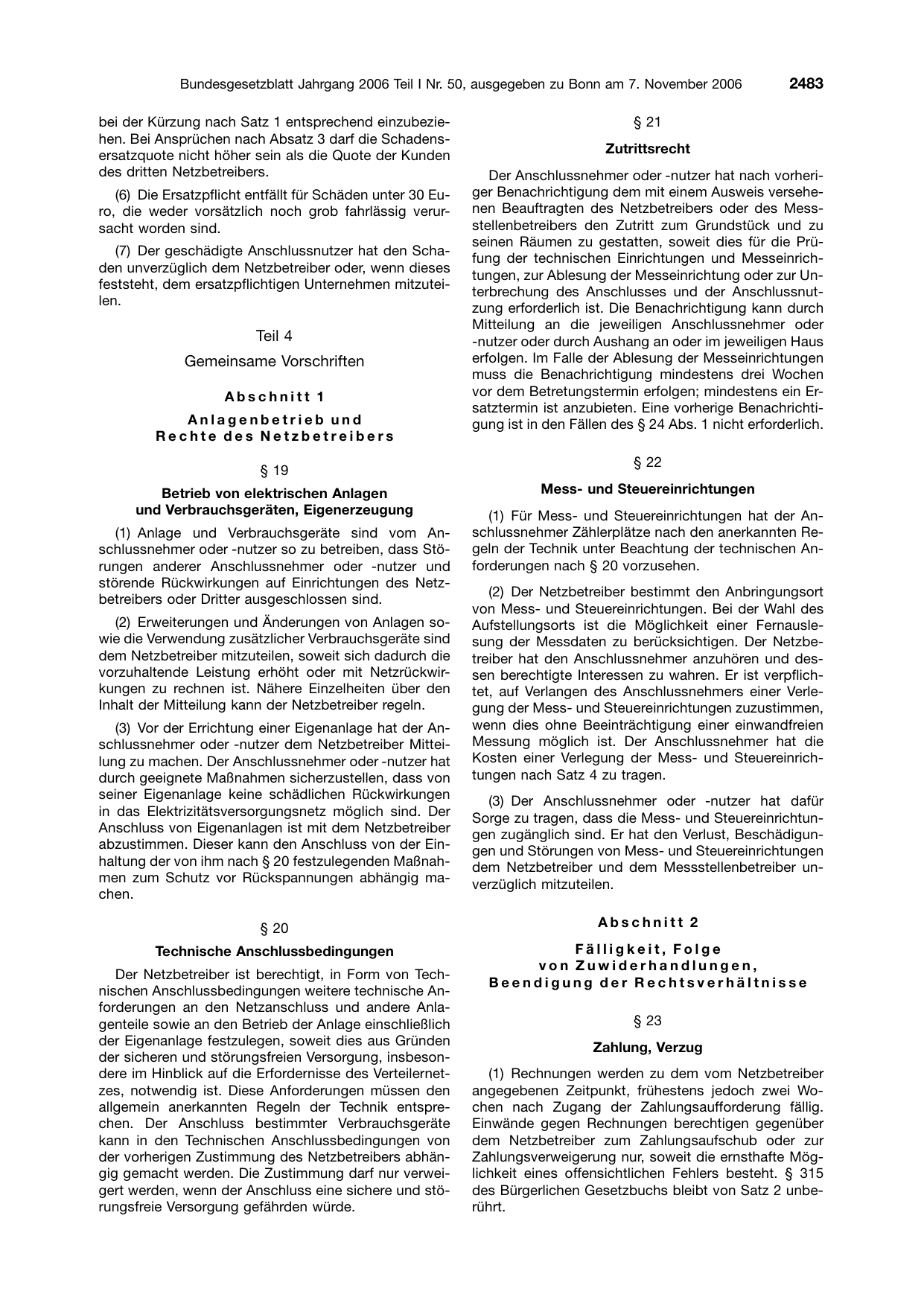 BGBl. 2006, Seite 2483 — Originalseite als Abbildung