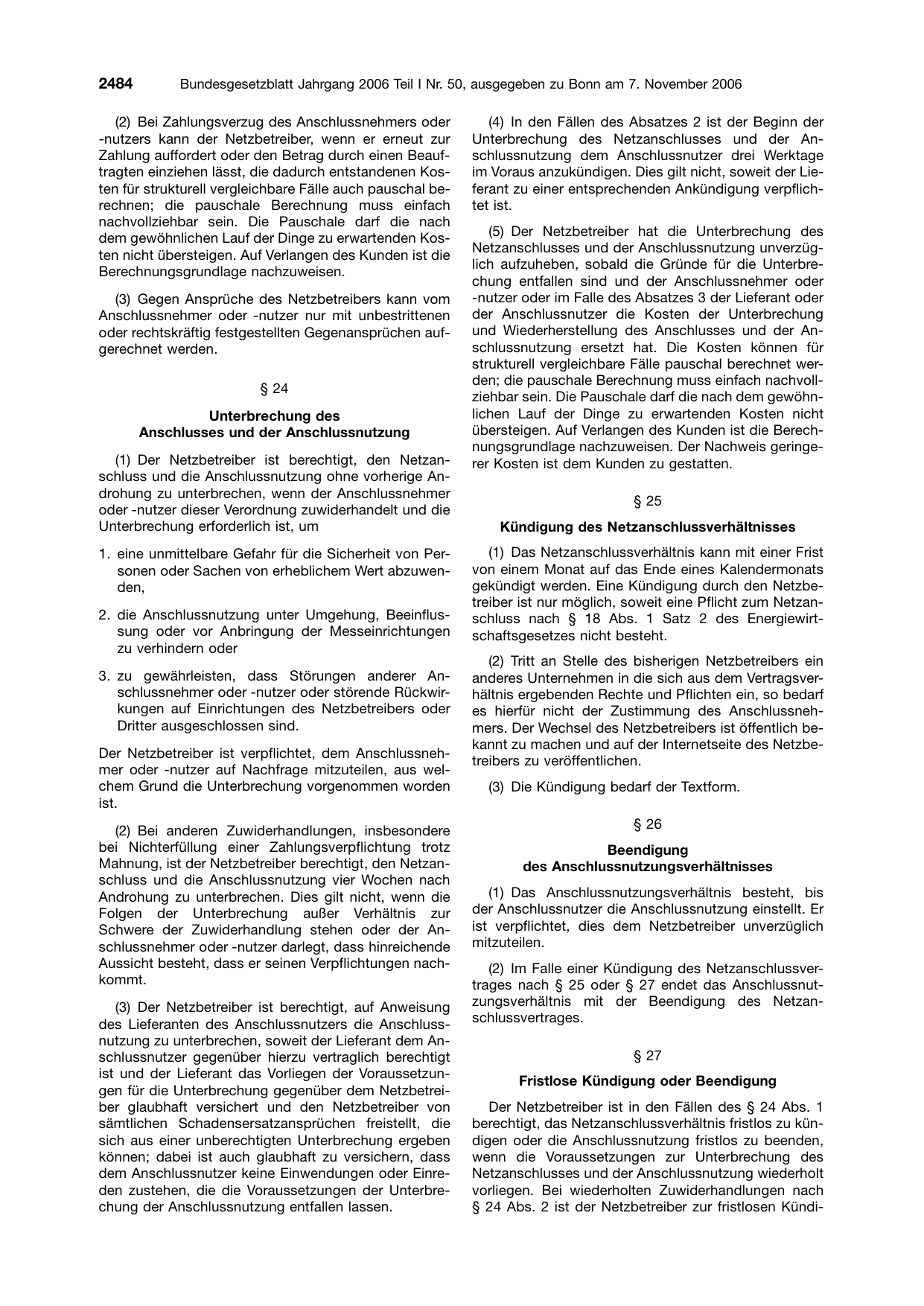 BGBl. 2006, Seite 2484 — Originalseite als Abbildung