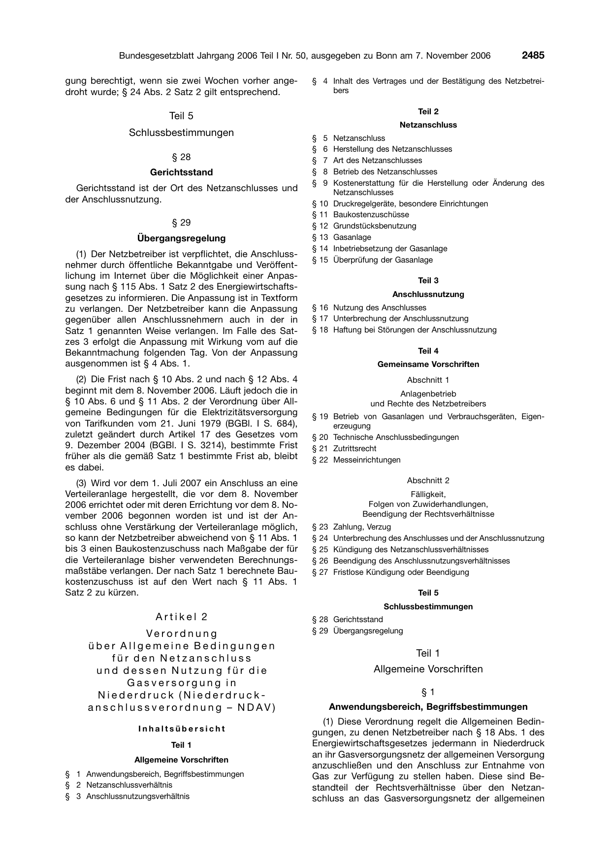BGBl. 2006, Seite 2485 — Originalseite als Abbildung