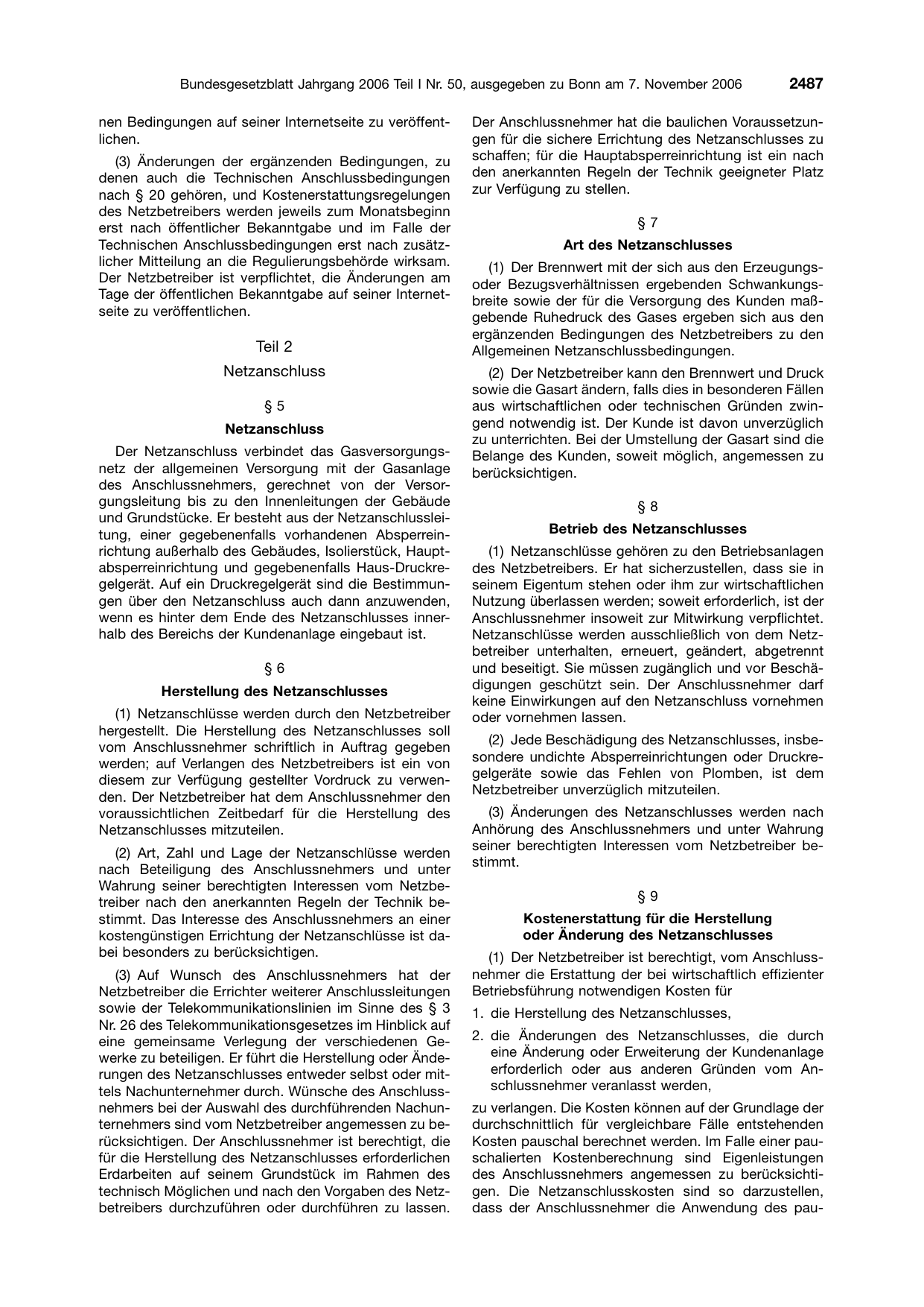 BGBl. 2006, Seite 2487 — Originalseite als Abbildung