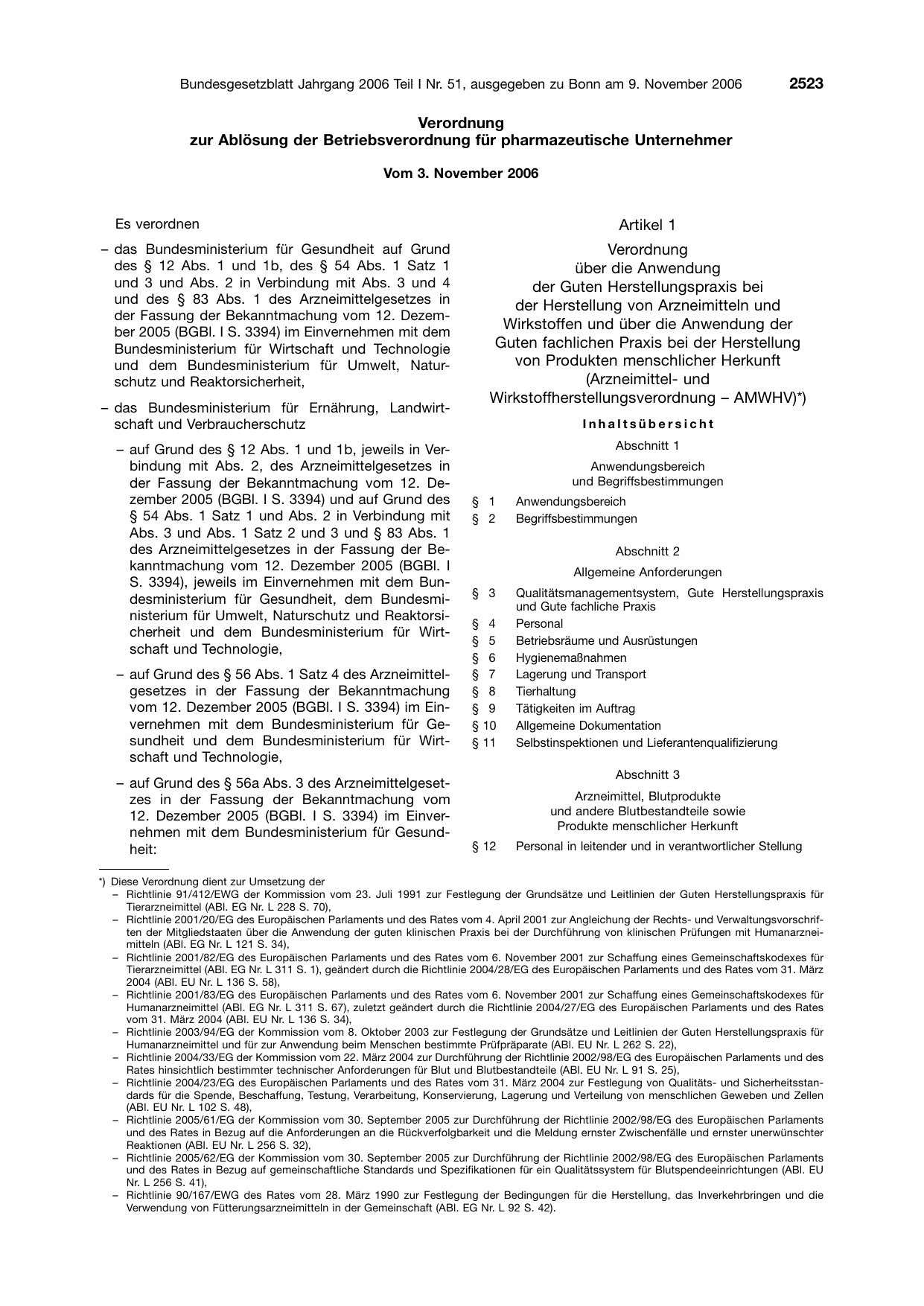 BGBl. 2006, Seite 2523 — Originalseite als Abbildung