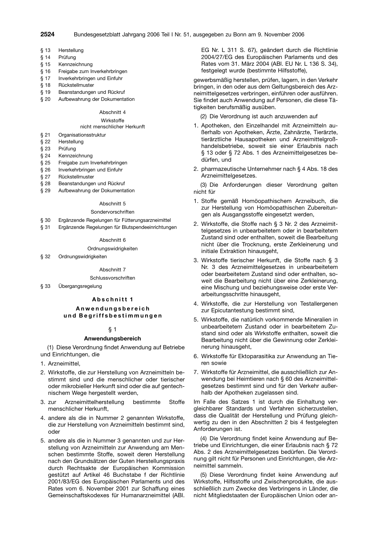 BGBl. 2006, Seite 2524 — Originalseite als Abbildung