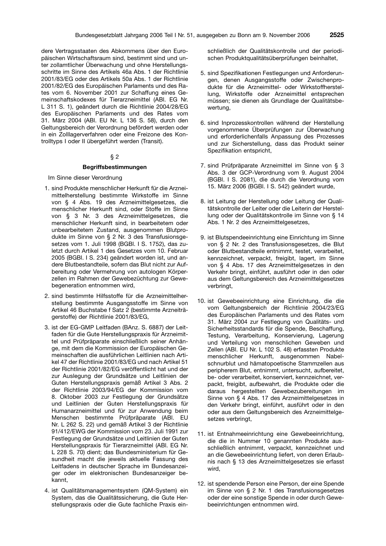 BGBl. 2006, Seite 2525 — Originalseite als Abbildung