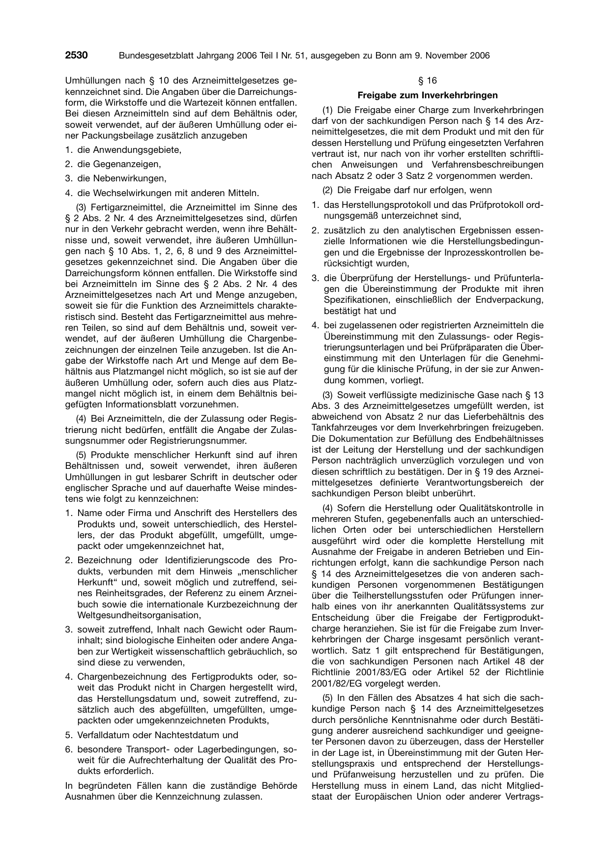 BGBl. 2006, Seite 2530 — Originalseite als Abbildung