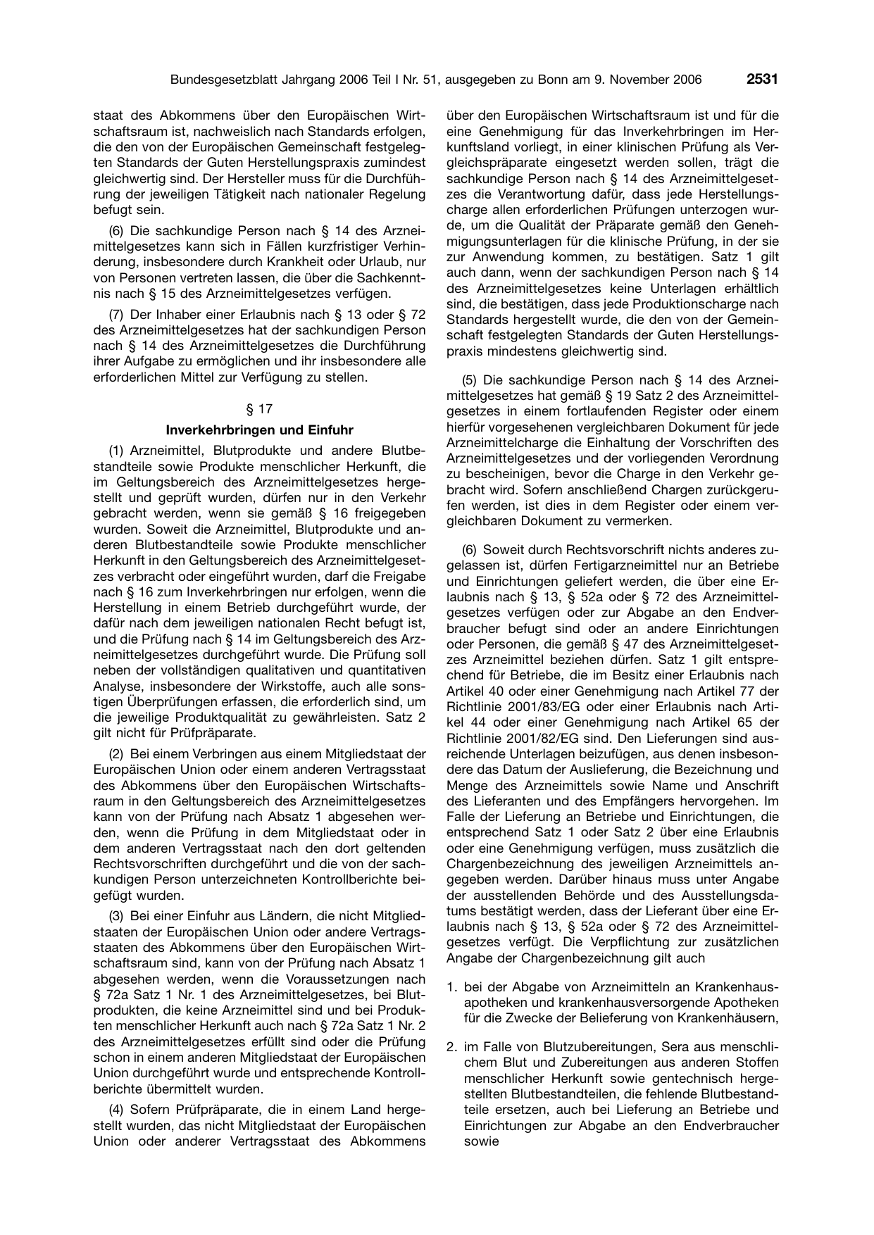 BGBl. 2006, Seite 2531 — Originalseite als Abbildung