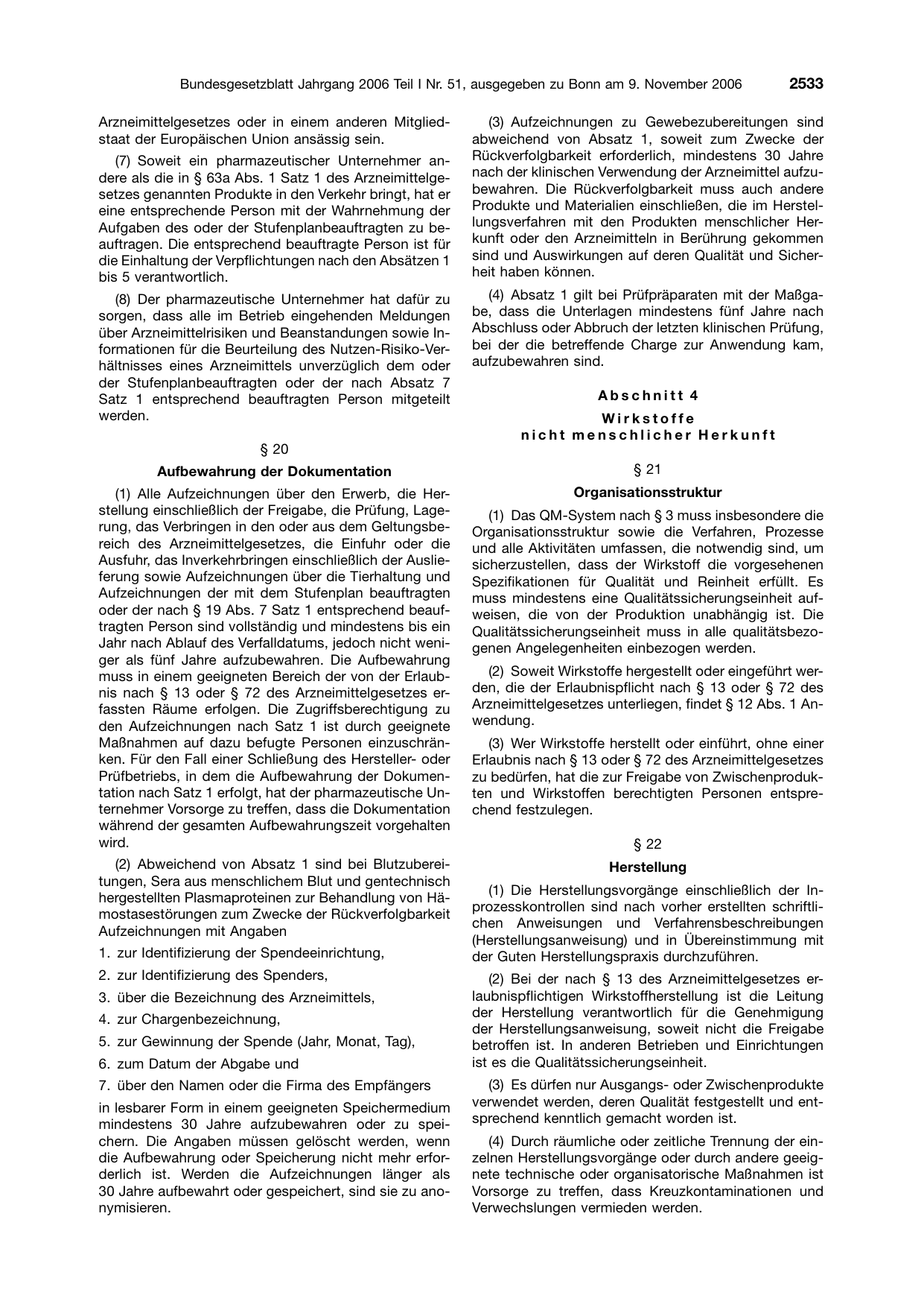 BGBl. 2006, Seite 2533 — Originalseite als Abbildung