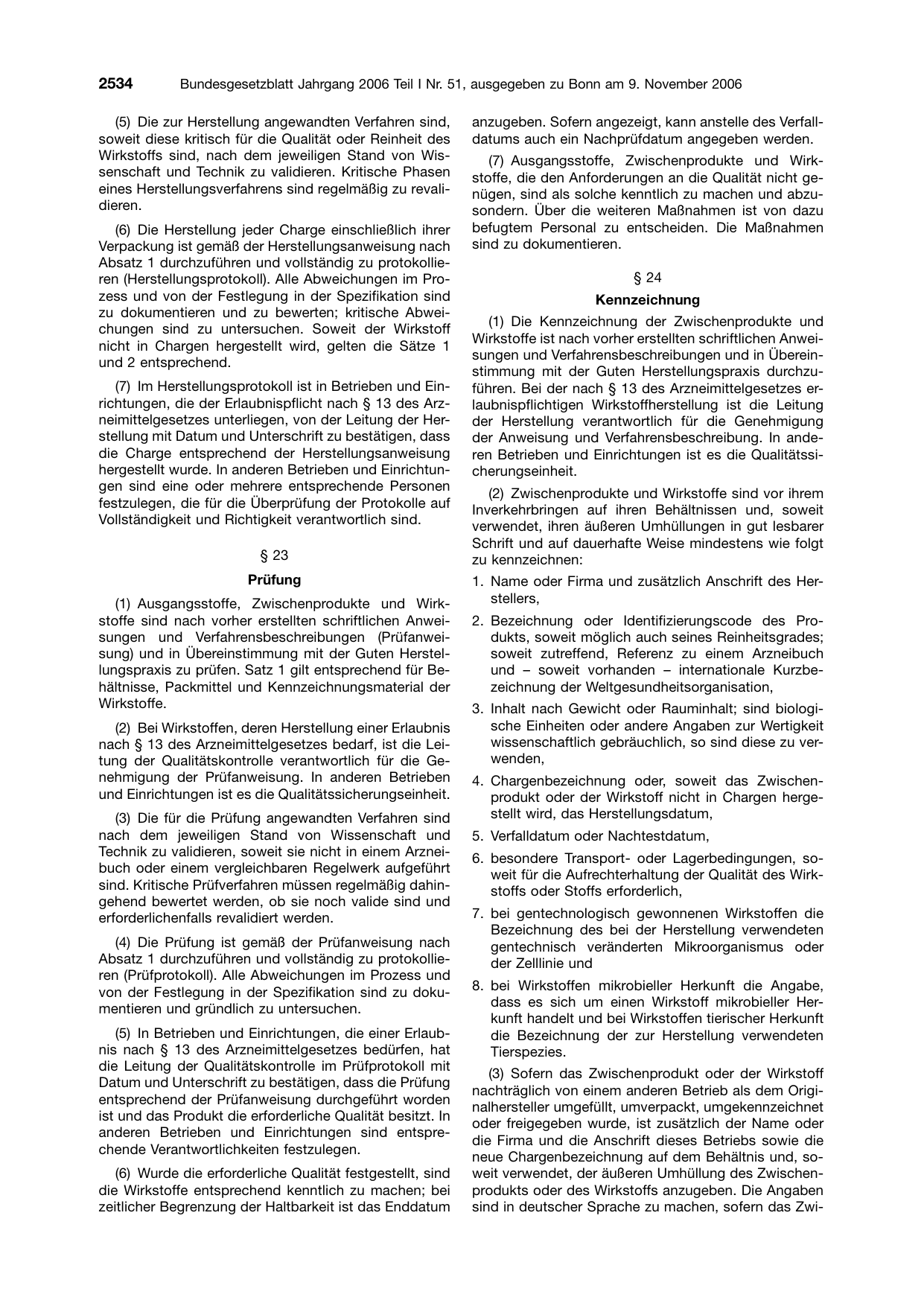 BGBl. 2006, Seite 2534 — Originalseite als Abbildung