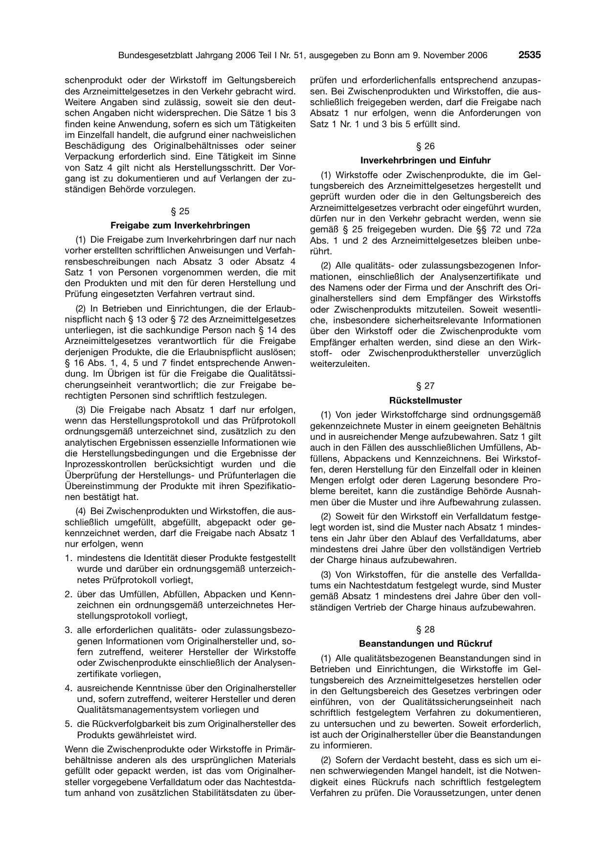 BGBl. 2006, Seite 2535 — Originalseite als Abbildung