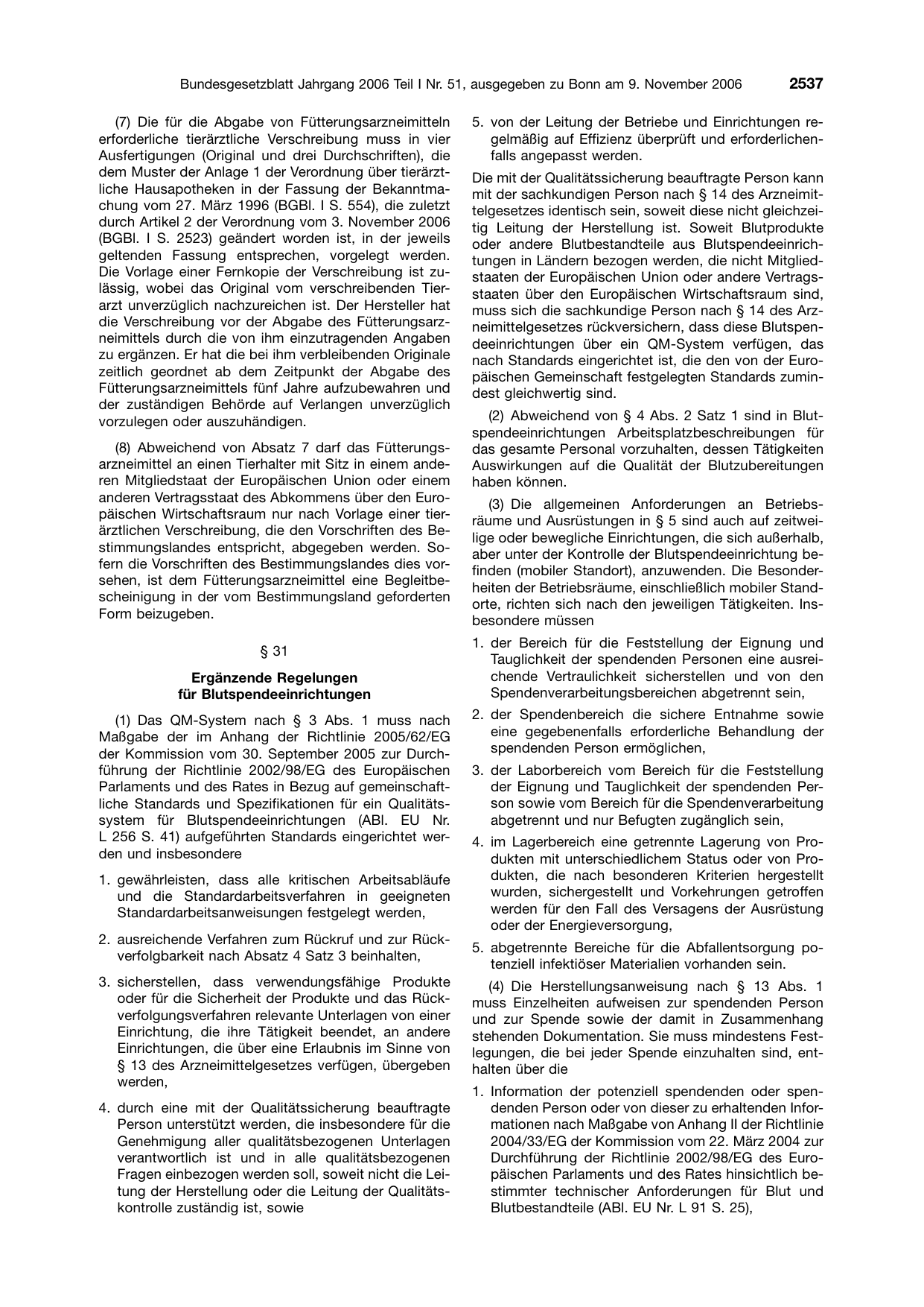 BGBl. 2006, Seite 2537 — Originalseite als Abbildung