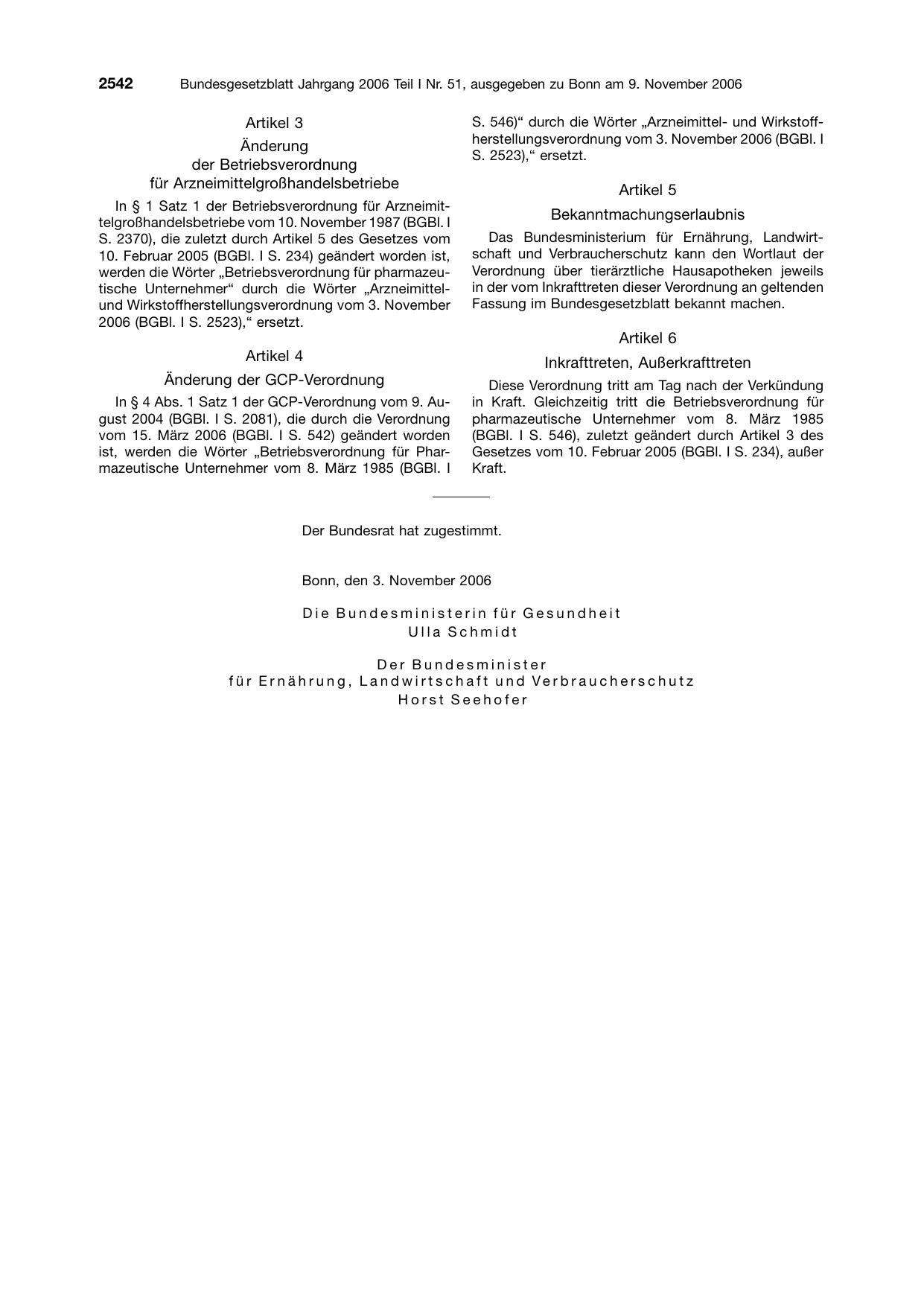 BGBl. 2006, Seite 2542 — Originalseite als Abbildung