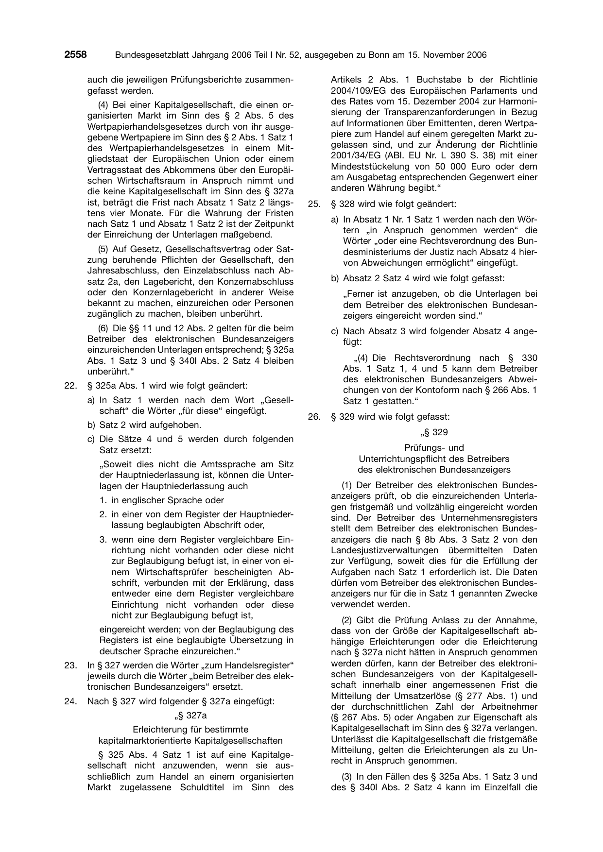 BGBl. 2006, Seite 2558 — Originalseite als Abbildung