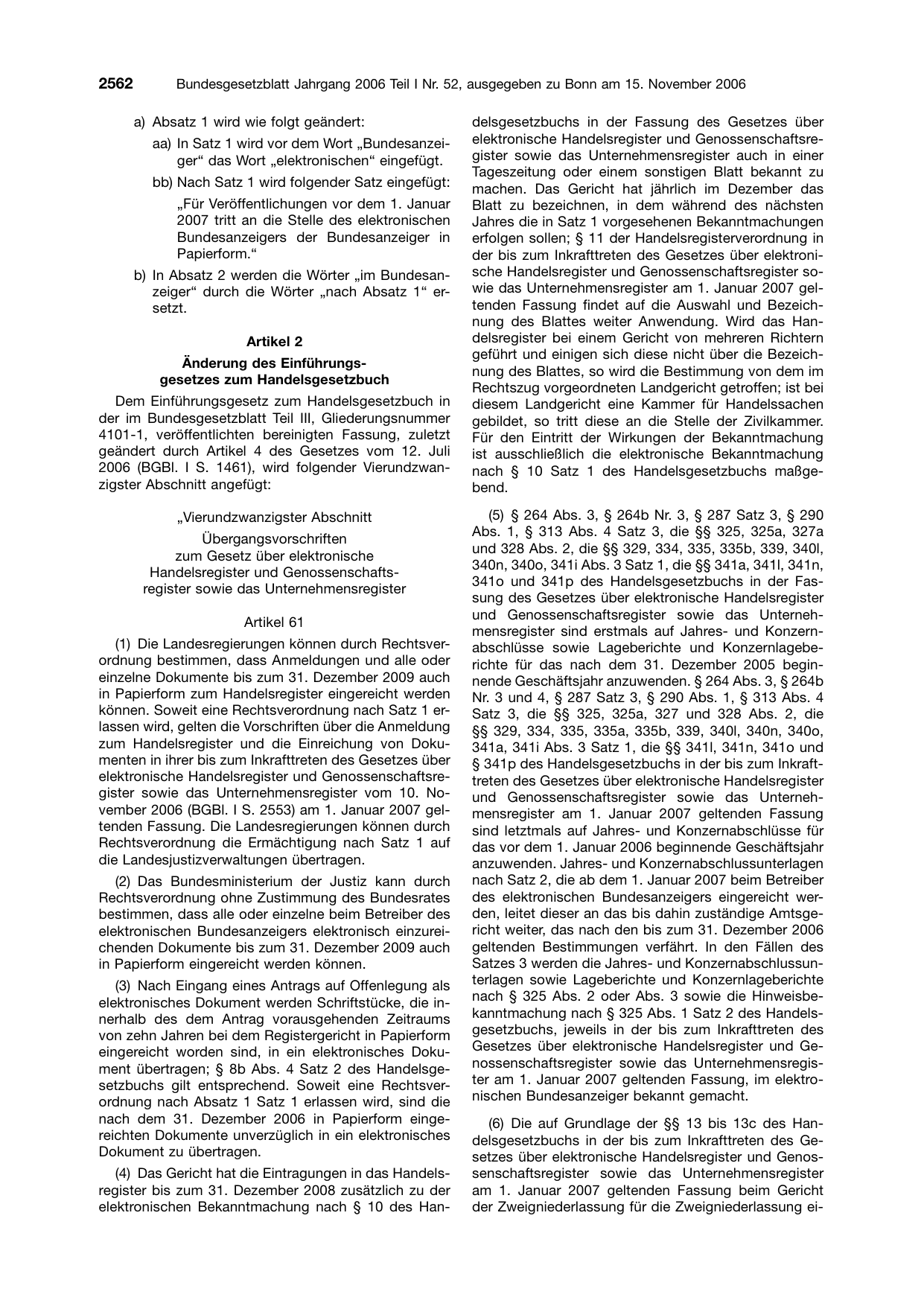 BGBl. 2006, Seite 2562 — Originalseite als Abbildung