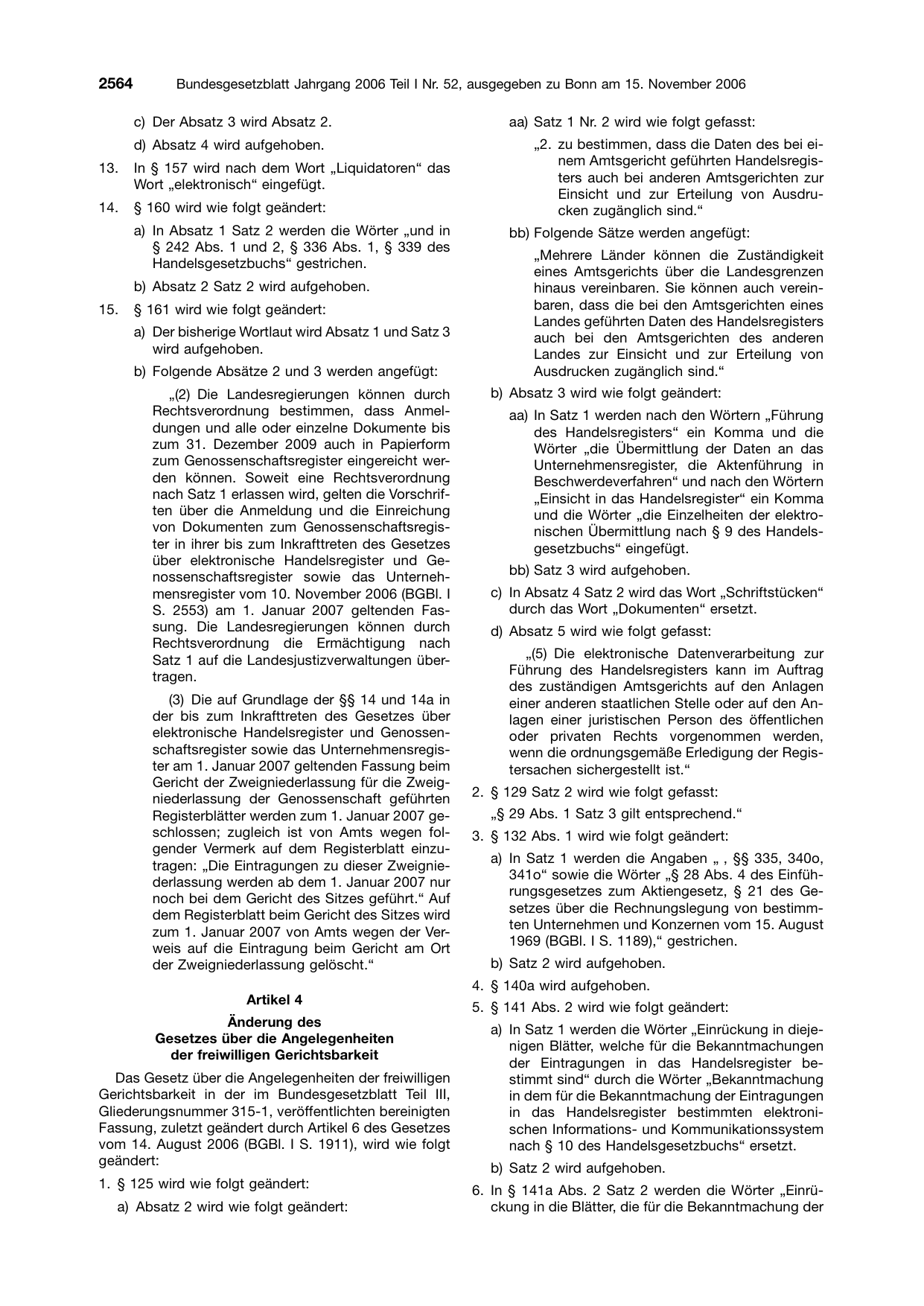 BGBl. 2006, Seite 2564 — Originalseite als Abbildung